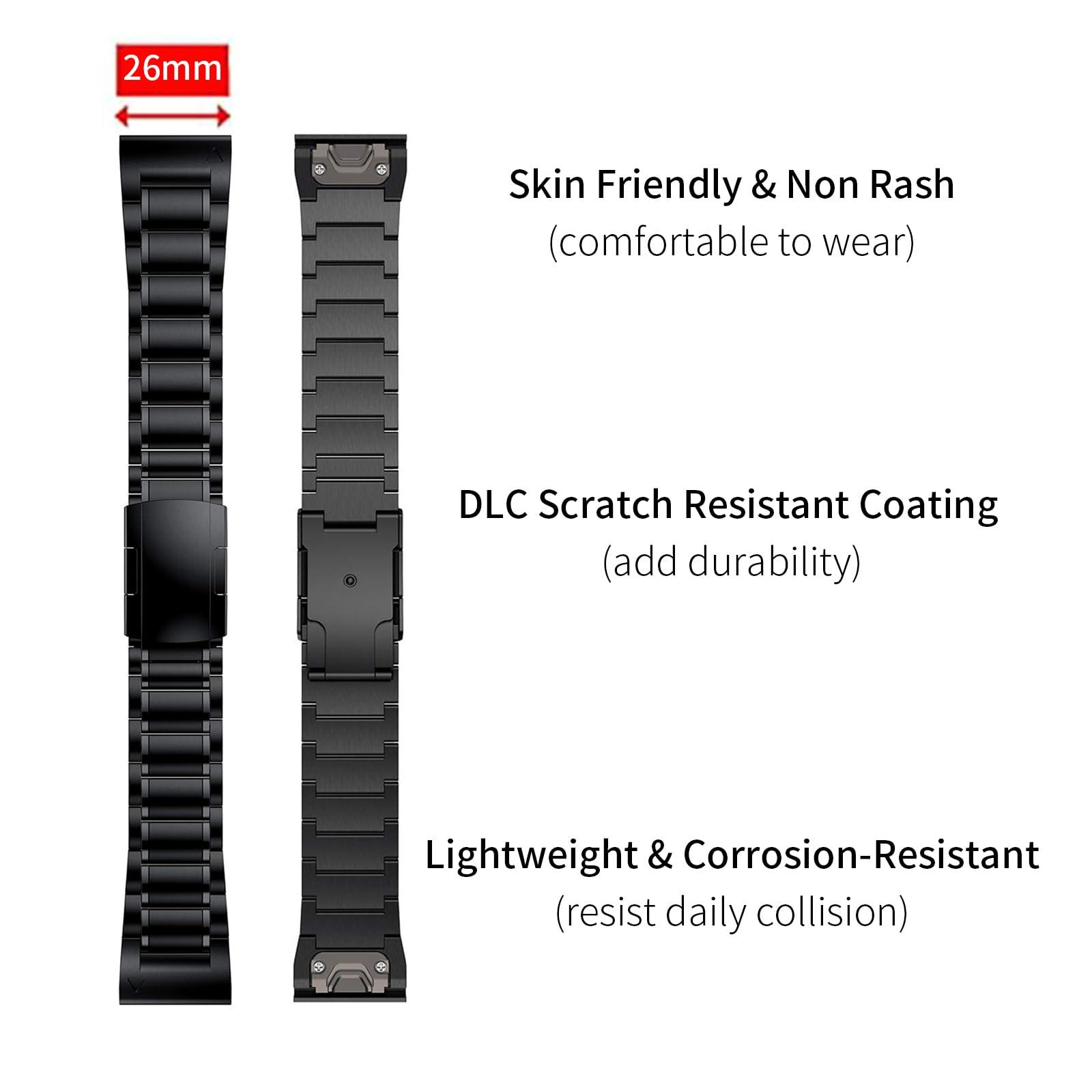 synsing Titanium 22mm Band Compatible for Fenix 8 47mm/E 47mm/7/6 Pro/5 Plus/EPIX 2/Forerunner 965 955, 26mm Metal Quick Release WatchBand for Fenix 8 51mm/Enduro 3 51mm/7X Pro Sapphire Solor/6X Pro - Image 3