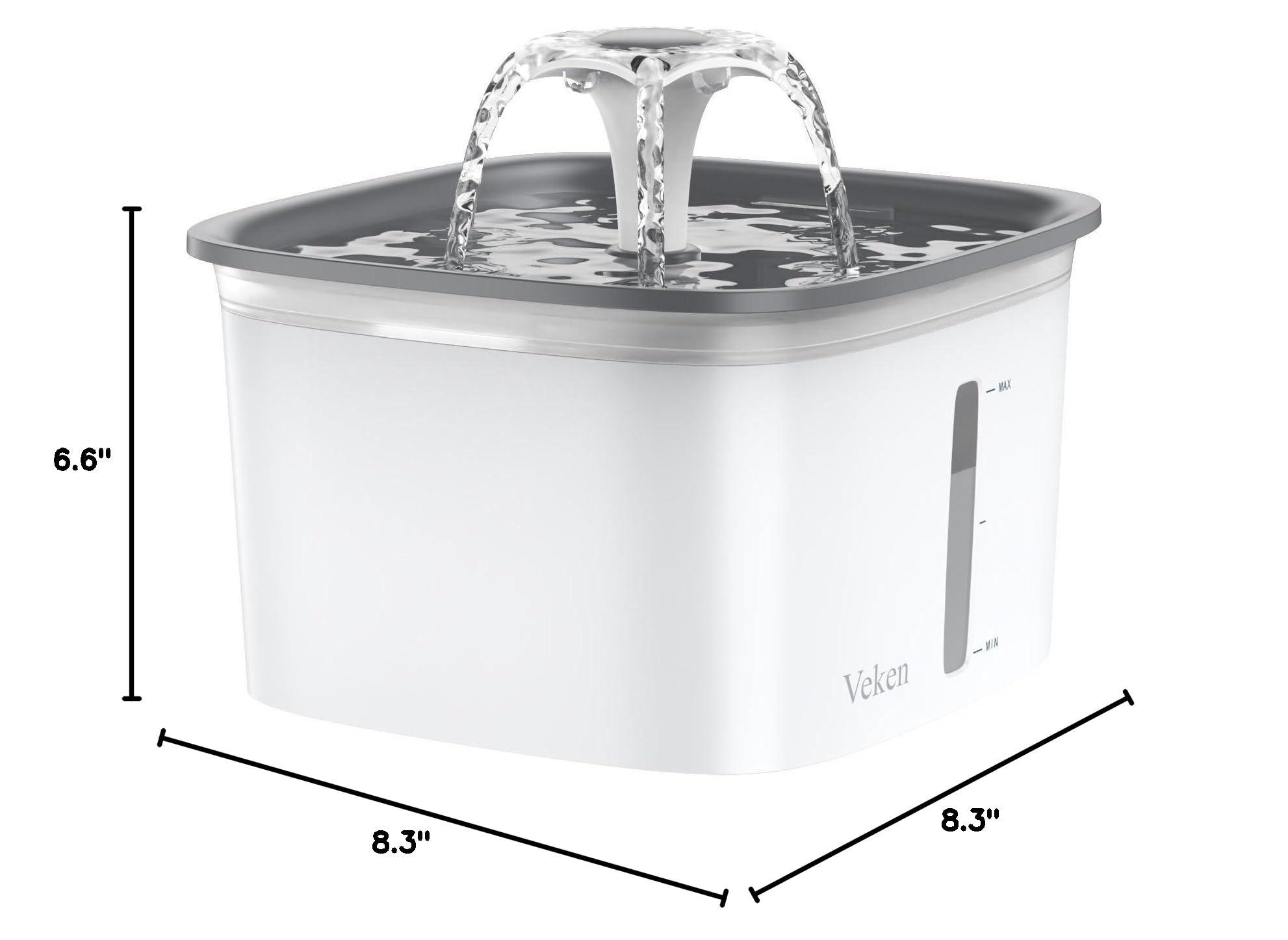 Veken 95oz/2.8L Pet Fountain, Automatic Cat Water Fountain Dog Water Dispenser with Replacement Filters for Cats, Dogs, Multiple Pets (Grey, Plastic) - Image 8