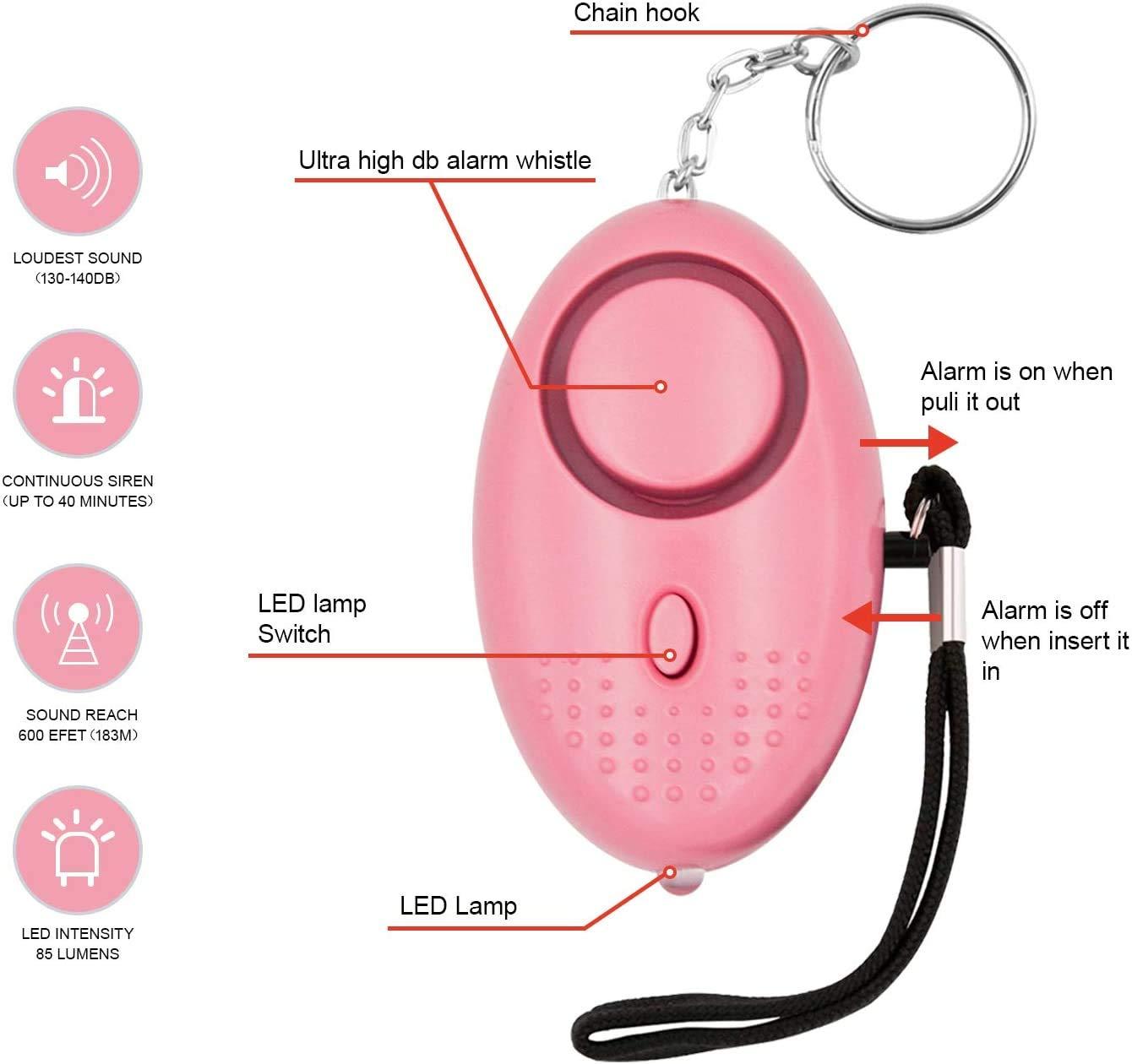 Safe Sound Personal Alarm, 12 Packs 140DB Personal Security Alarm Keychain with LED Lights, Emergency Safety Alarm for Women, Men, Children, Elderly - Image 4