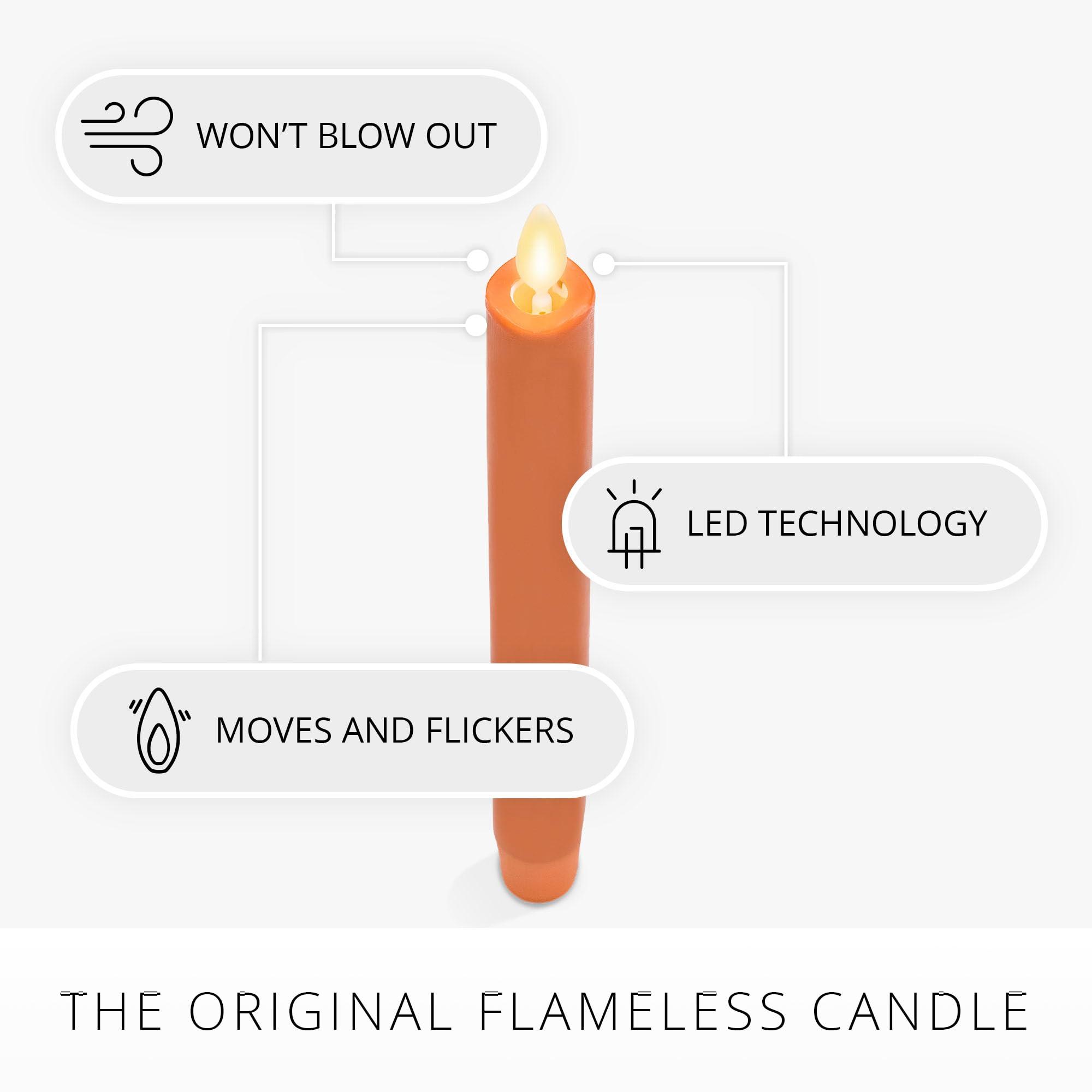 Luminara - Flameless Battery Operated Taper Candle - Harvest Pumpkin - Pack of 1-1x9.5 - LED Flickering Flame - Realistic Safe for Home Kids and Pets - Image 3