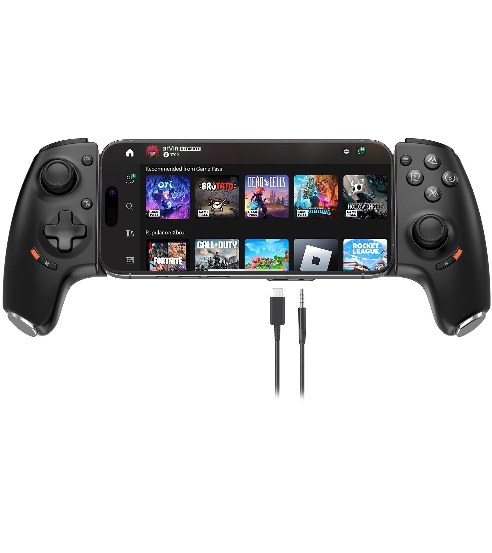 arVin USB C Mobile Gaming Controller for iPhone 16/15 Series & Android (Typc-C) Remote Player Gamepad with Hall Joysticks/Hall Trigger/3.5mm Audio Jack/APP Customized Keys/Cloud Gaming/Remote Play