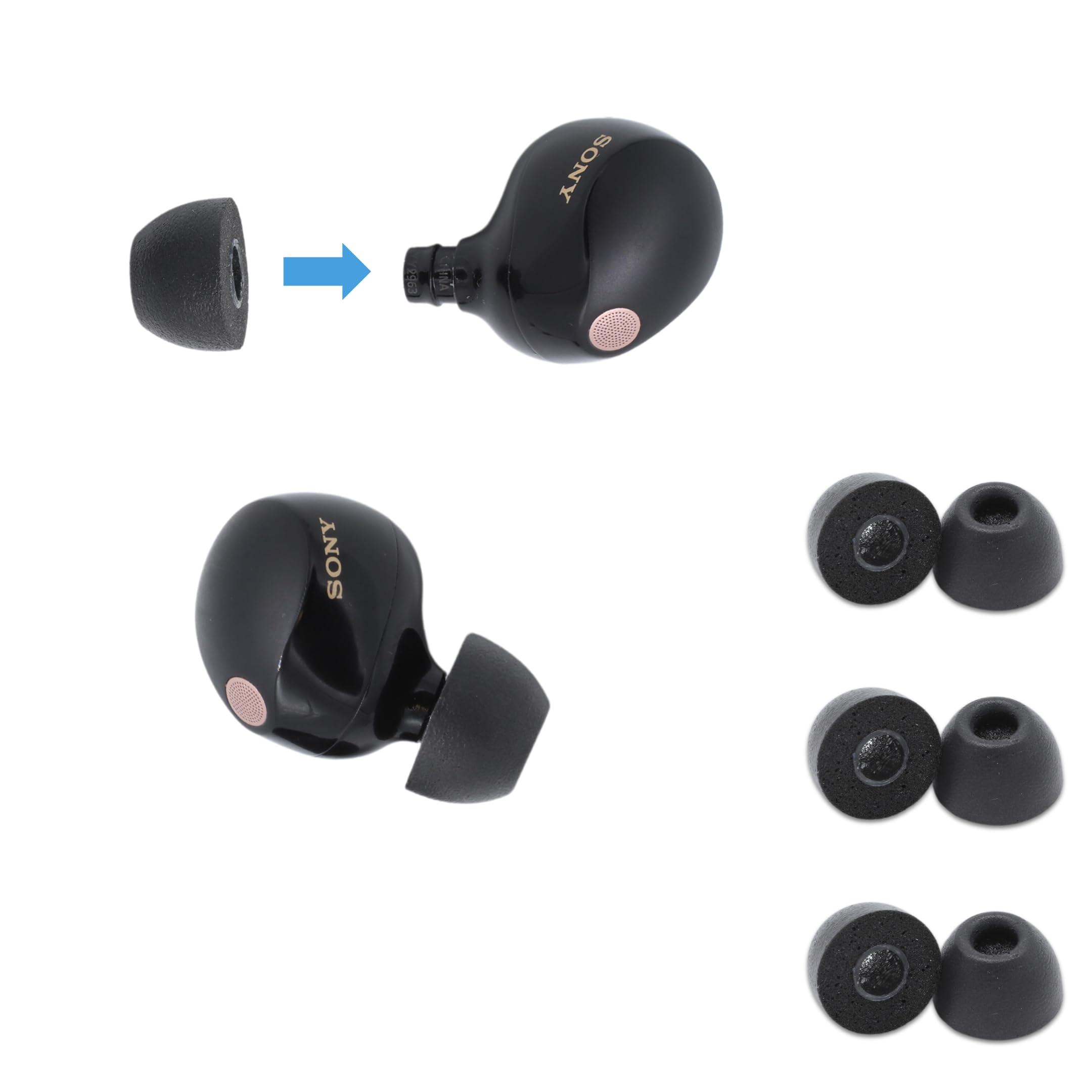 Comply Memory Foam Replacement Earbud Tips for Sony True Wireless Earbuds | Ultimate Comfort, Secure Fit, Superior Noise Isolation | Anti Slip, Prevent from Falling Out | Black, Medium (3 Pairs)