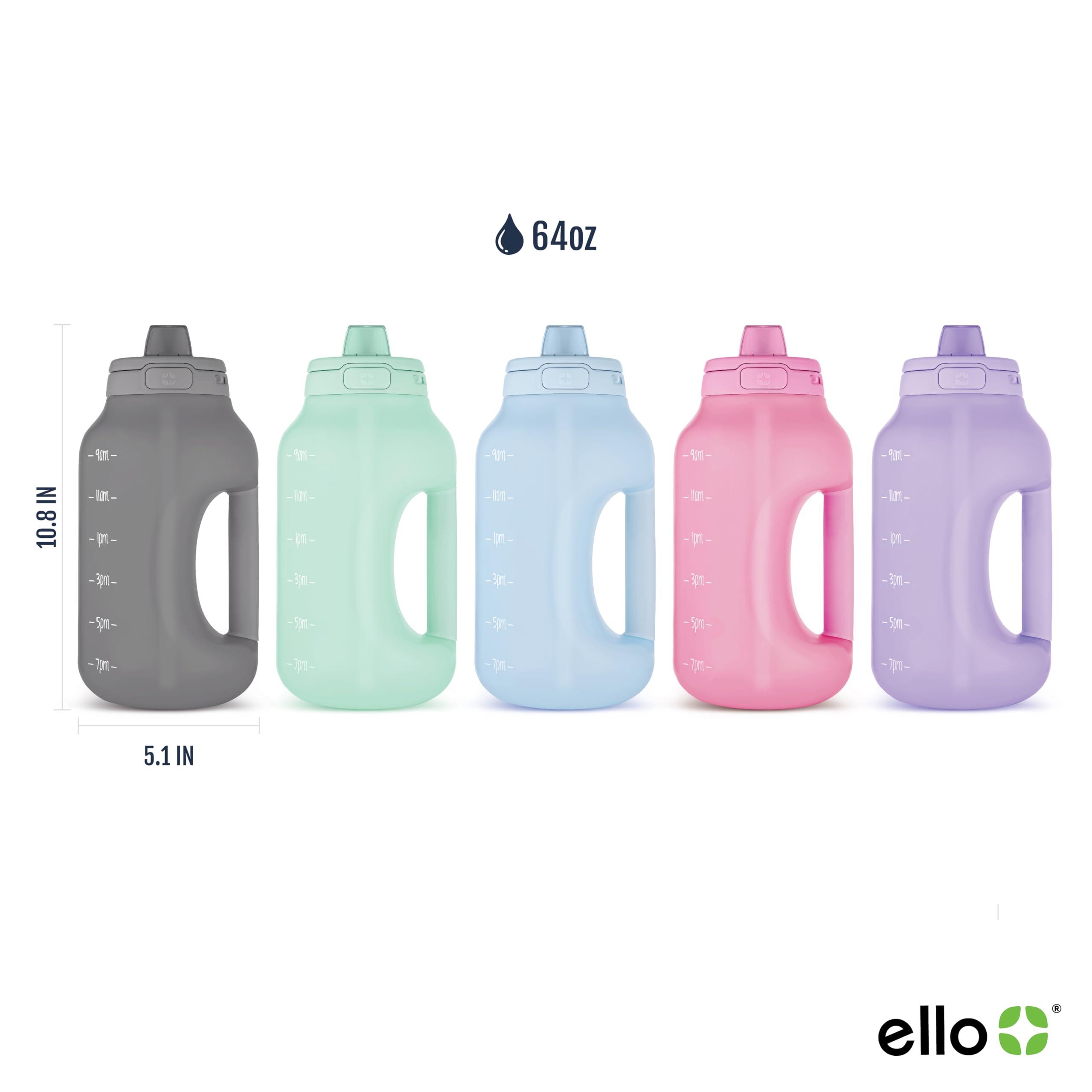 Ello Hydra 64oz Half Gallon Water Jug with Handle and Motivational Time Markers for All Day Hydration, Plastic Reusable Water Bottle with Straw and Locking, Leak Proof Lid, BPA Free, Halogen Blue - Image 3
