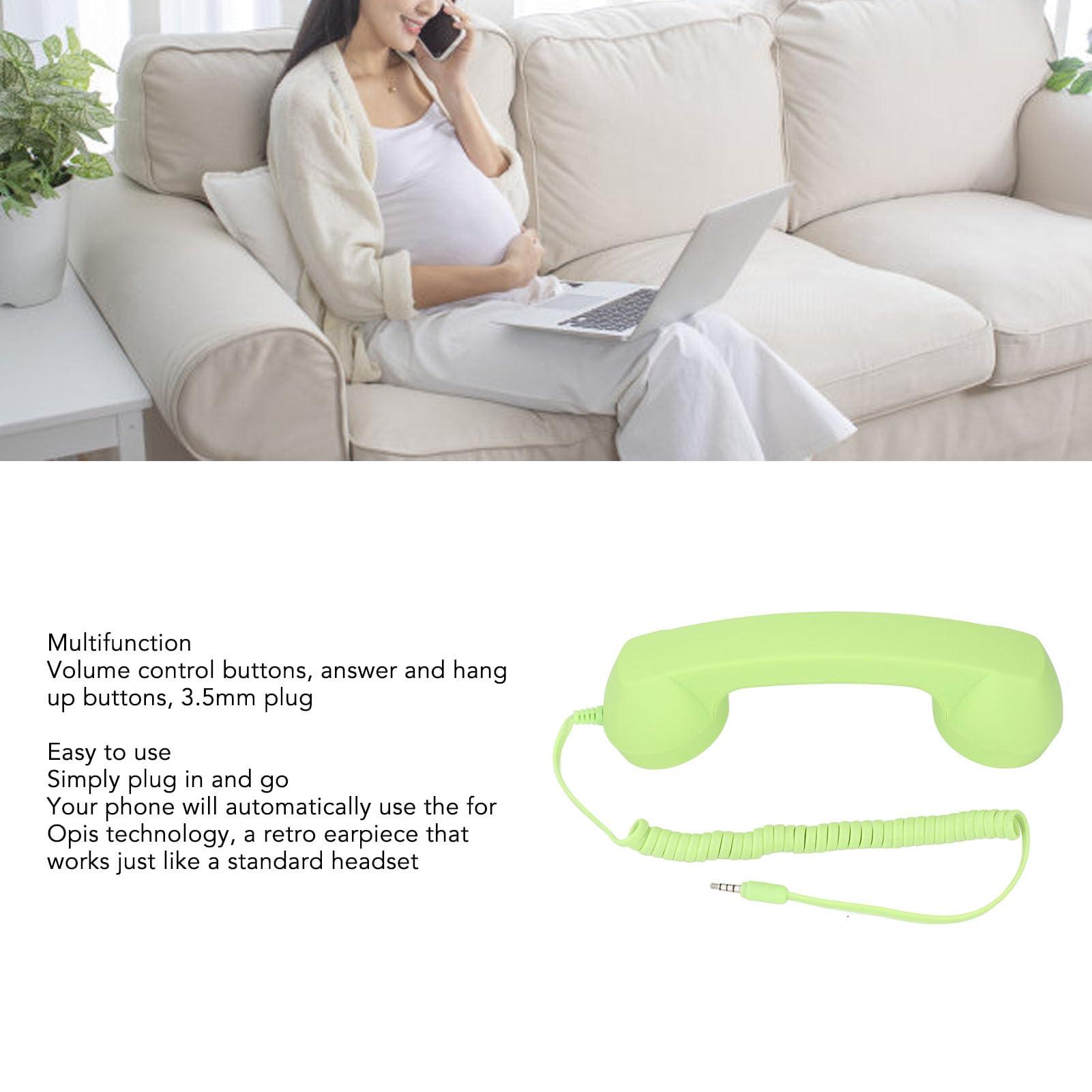3.5mm Vintage Retro Telephone Handset, Cell Phone Receiver, Radiation Proof Retro Handset, Microphone Speaker for Cellphone Smartphone, Handheld Old Telephone Headset (Green) - Image 3