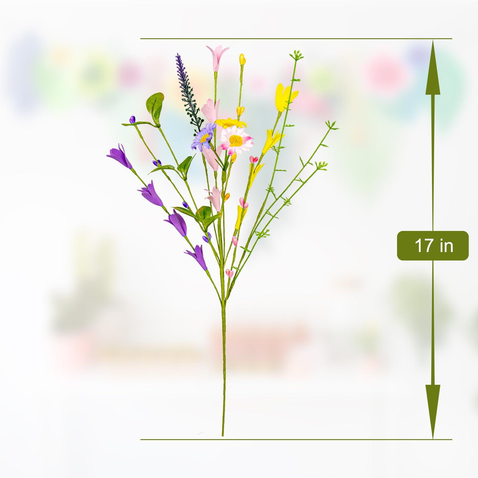 JINGHONG Artificial Spring Flowers 12 Pack Floral Picks 17” Flower Stems with Forsythia and Green Leaves for Spring Summer Flower Arrangements Centerpieces Indoor Outdoor Decorations - Image 3