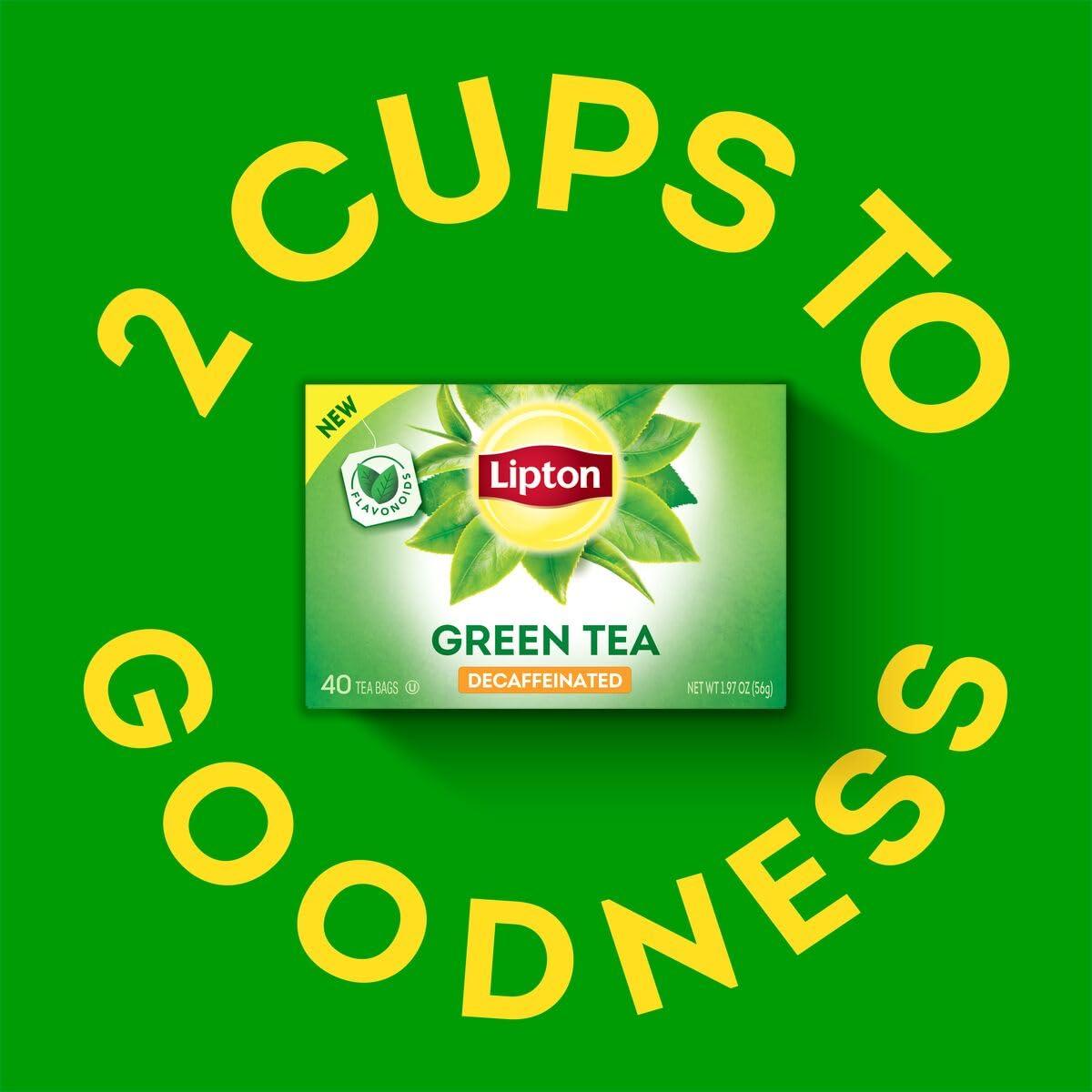 Lipton Decaffeinated Green Tea Bags, Unsweetened Teabags for Decaf Hot Tea or Decaf Iced Tea with Flavonoids, 40 Total Tea Bags (Pack of 2) - Image 3