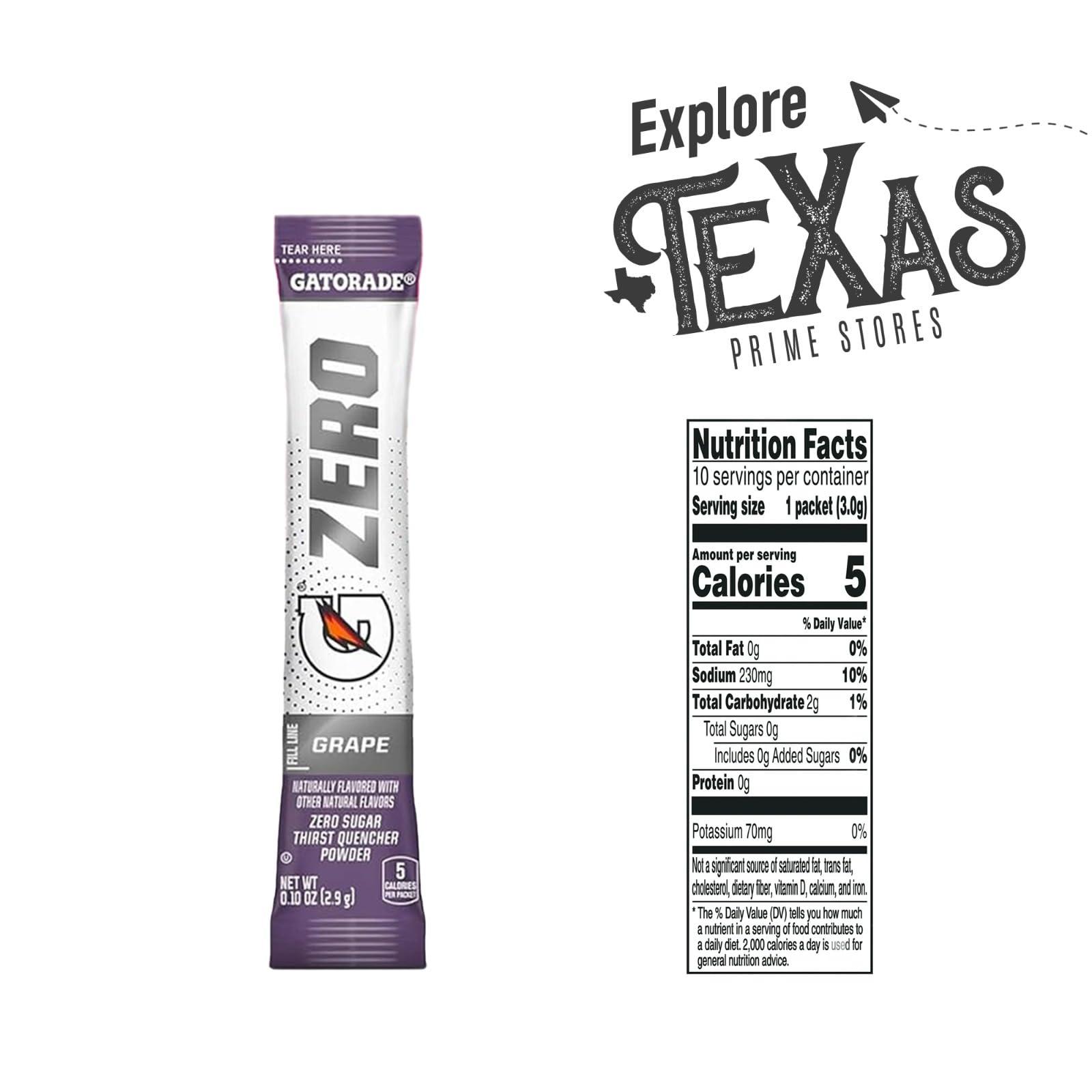 Gatorade ZERO 50- Count of Zero Grape Thirst Quencher Electrolyte Enhanced Sports Drink Powder 0.10oz Packet - Image 2