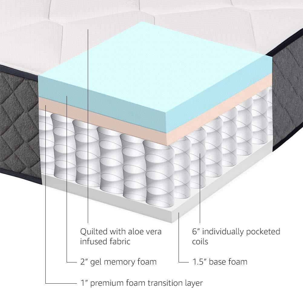 Amazon Basics Memory Foam Mattress, King Size Mattress, Hybrid, 12 Inch, Medium Feel, Motion Isolation Springs, White/Gray - Image 4