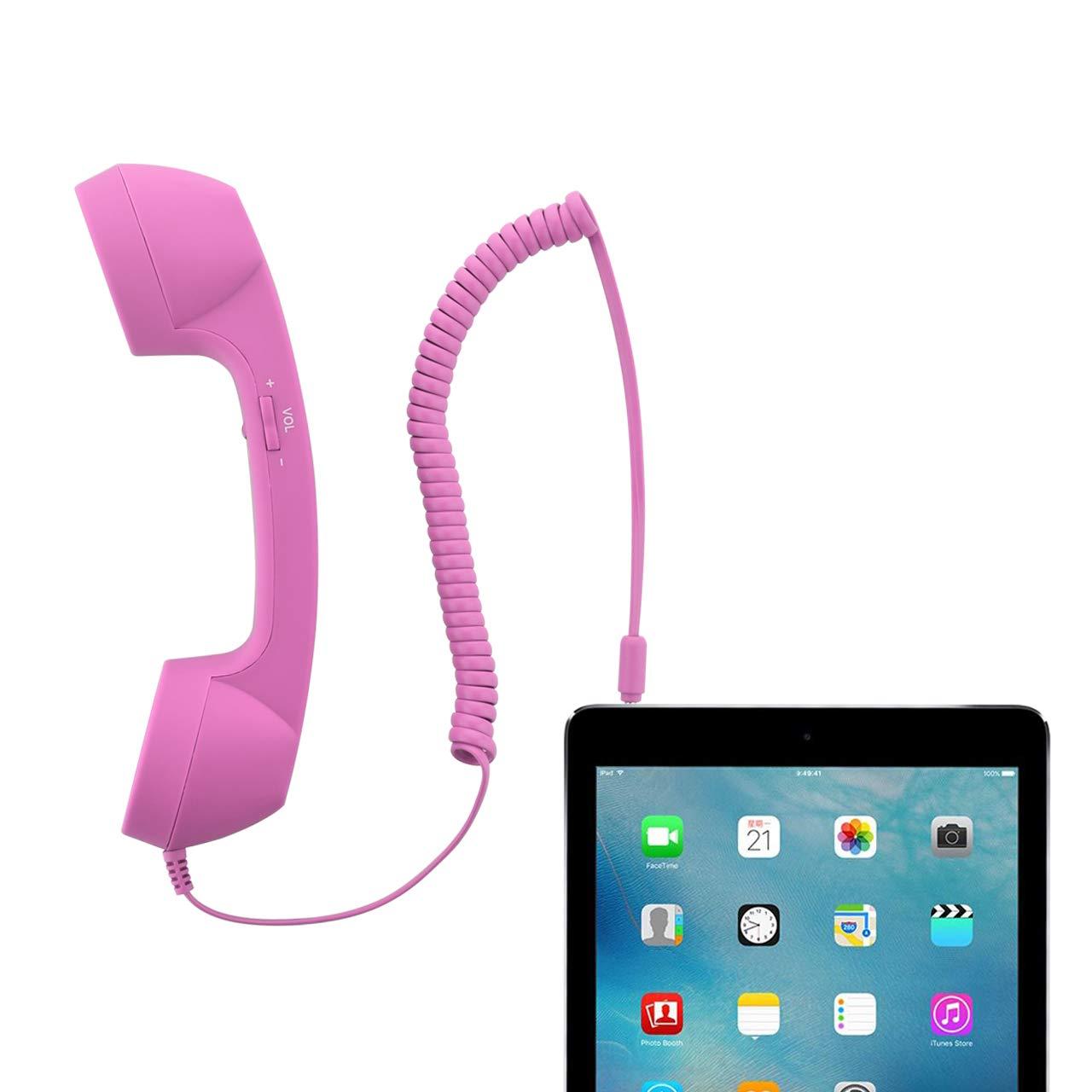 CM Vintage Retro Telephone Handset Cell Phone Receiver MIC Microphone for Cellphone Smartphone, 3.5 mm Socket (Pink) - Image 5