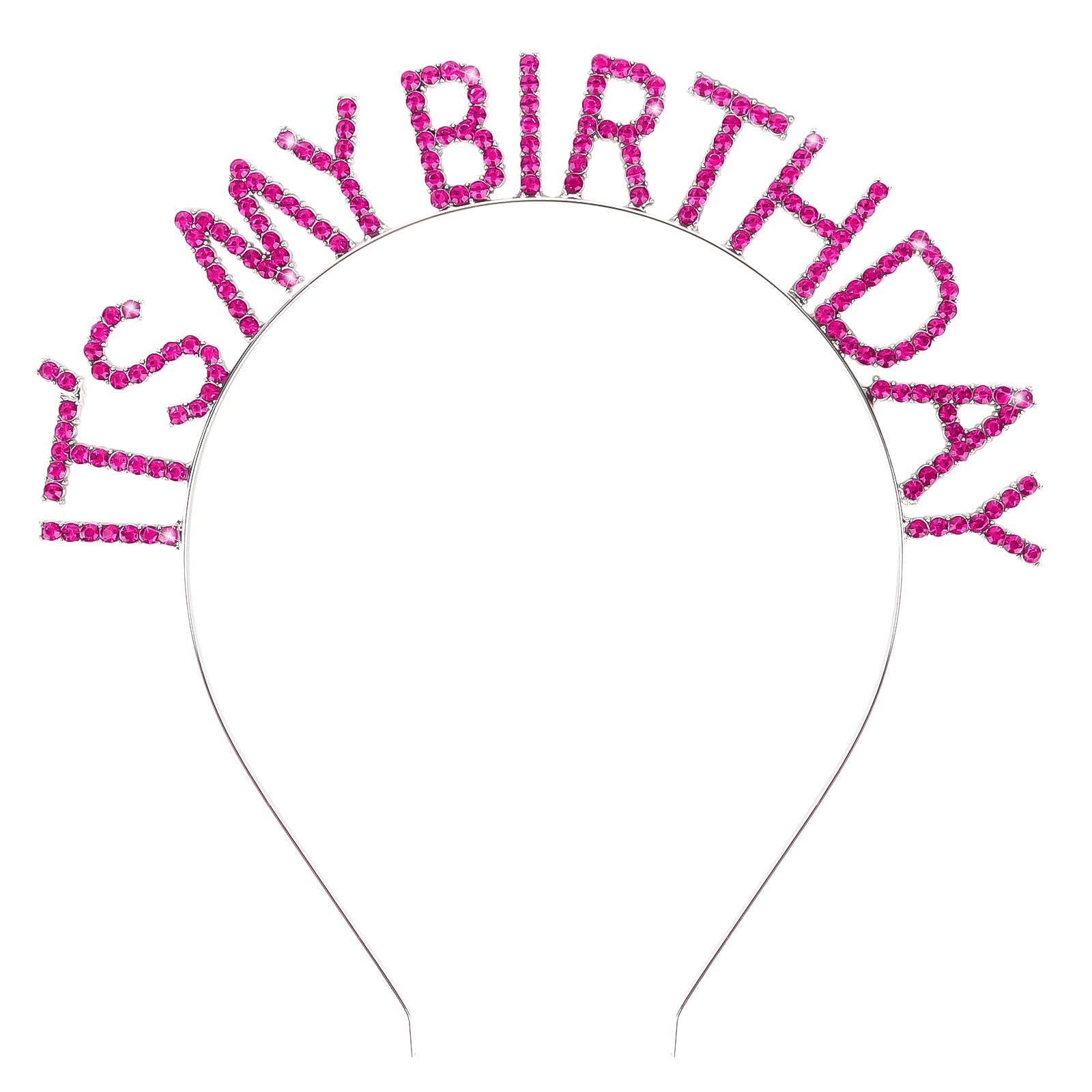 ACO-UINT Costume Headwear Hot Pink Birthday Crown for Girls and Women, It's My Birthday Headband, Happy Birthday Decorations Gifts for Women