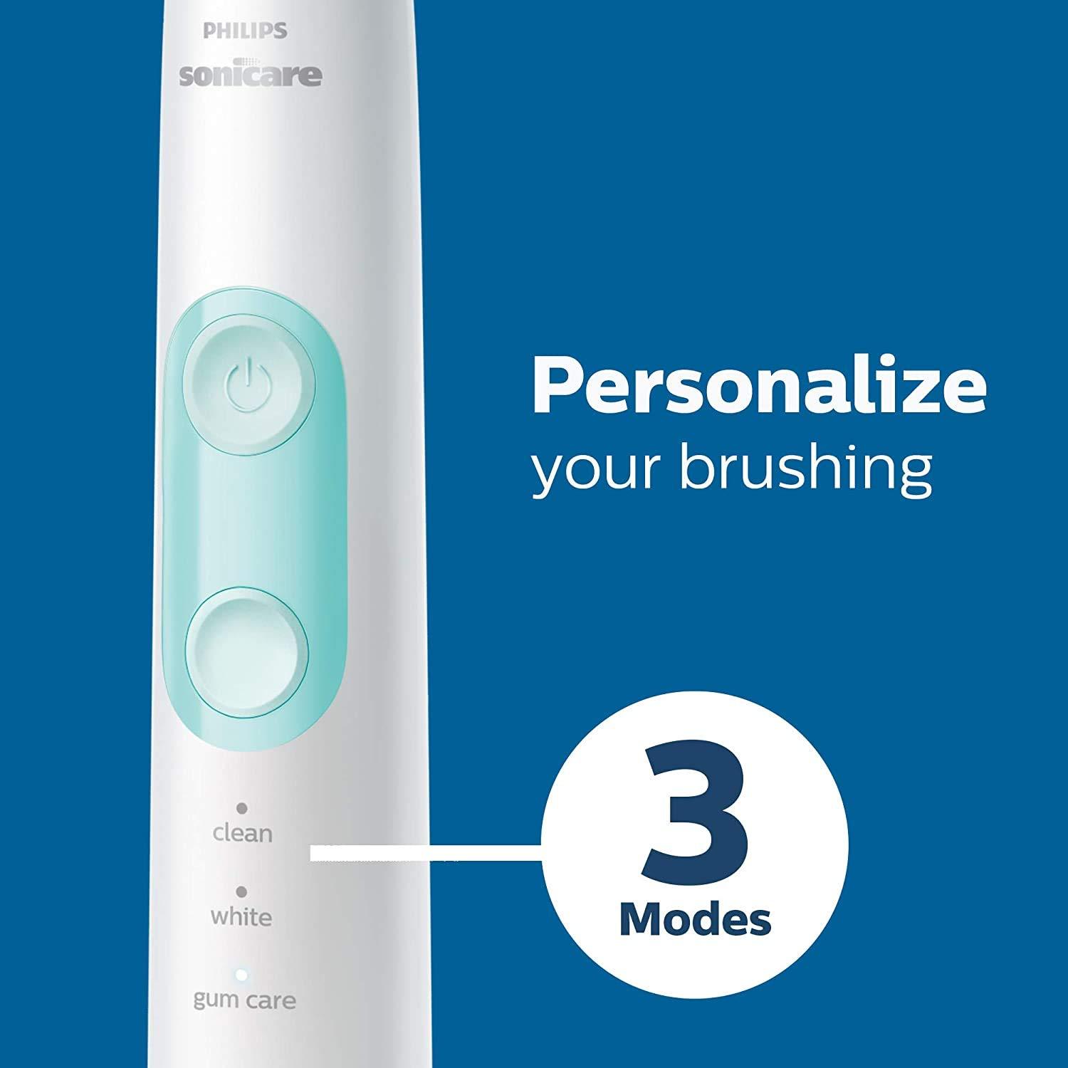 Philips Sonicare ProtectiveClean 5100 Rechargeable Electric Toothbrush, with Pressure Sensor, 3 Cleaning Modes, SmarTimer and QuadPacer, 14-Day Battery Life, Travel Case, Black, Model HX6850/60 - Image 4