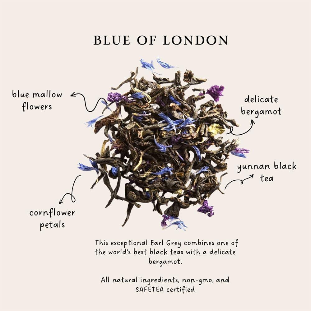Palais des Thés - Blue of London - Earl Grey Black Tea, Bergamot & Cornflower - 20 Count Cotton Tea Bags Box - Image 2