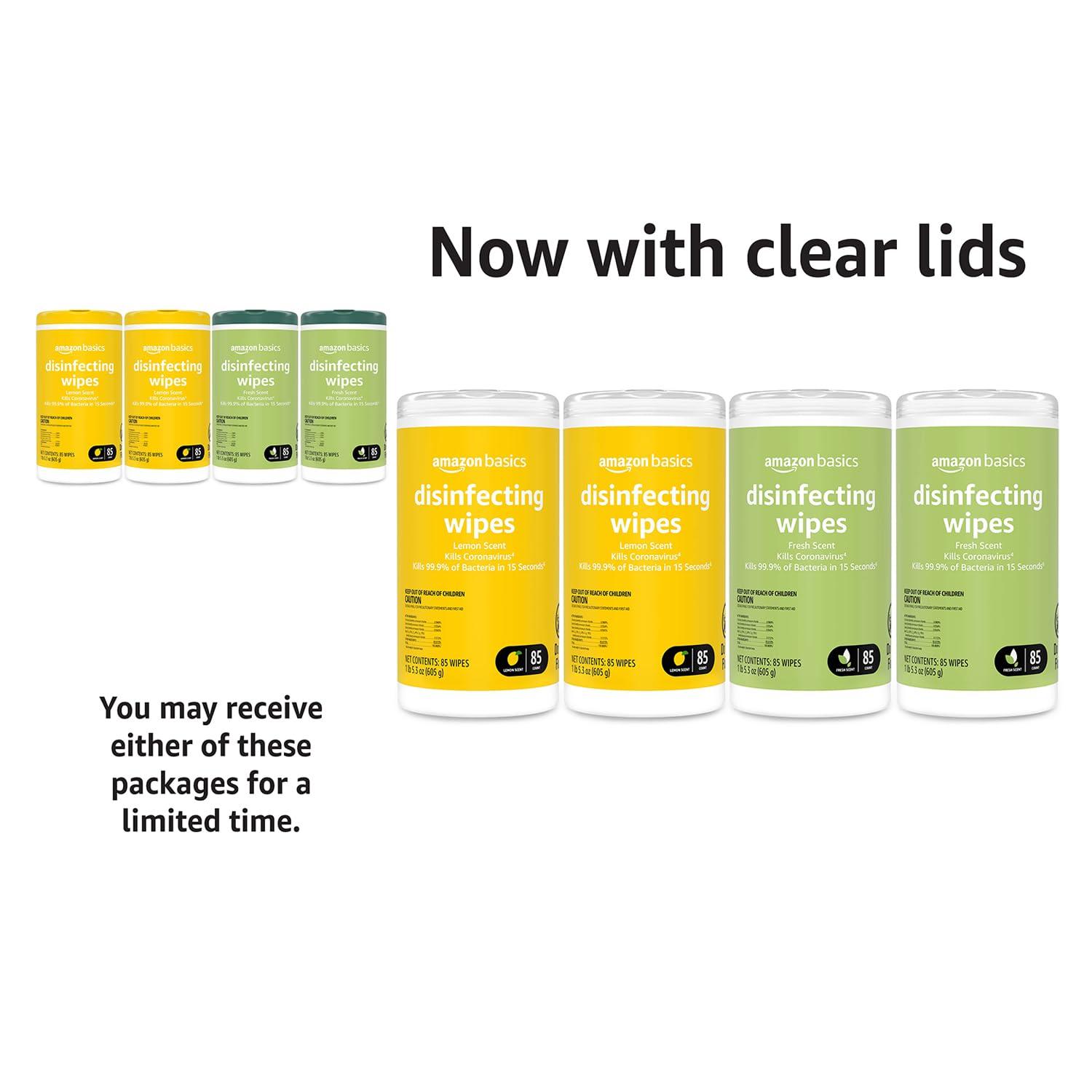 Amazon Basics Wipes, Lemon & Fresh Scent, Sanitizes/Cleans/Deodorizes, 340 Count (4 Packs of 85) - Image 7