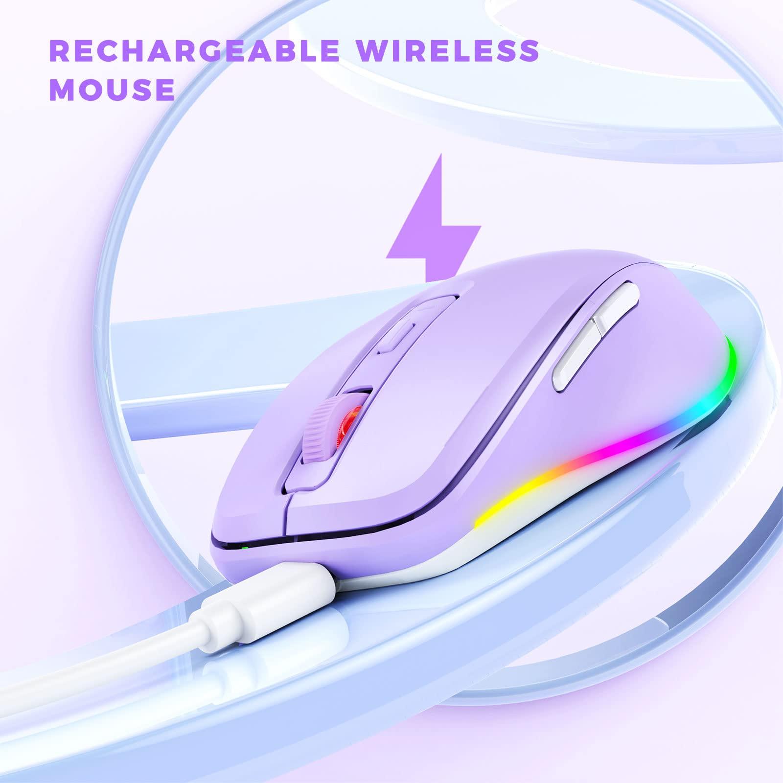 Wireless Mouse Jiggler - LED Wireless Mice with Build-in Mouse Mover, Rechargeable Moving Mouse for Laptop with Undetectable Random Movement Keeps Computers Awake - Purple - Image 4