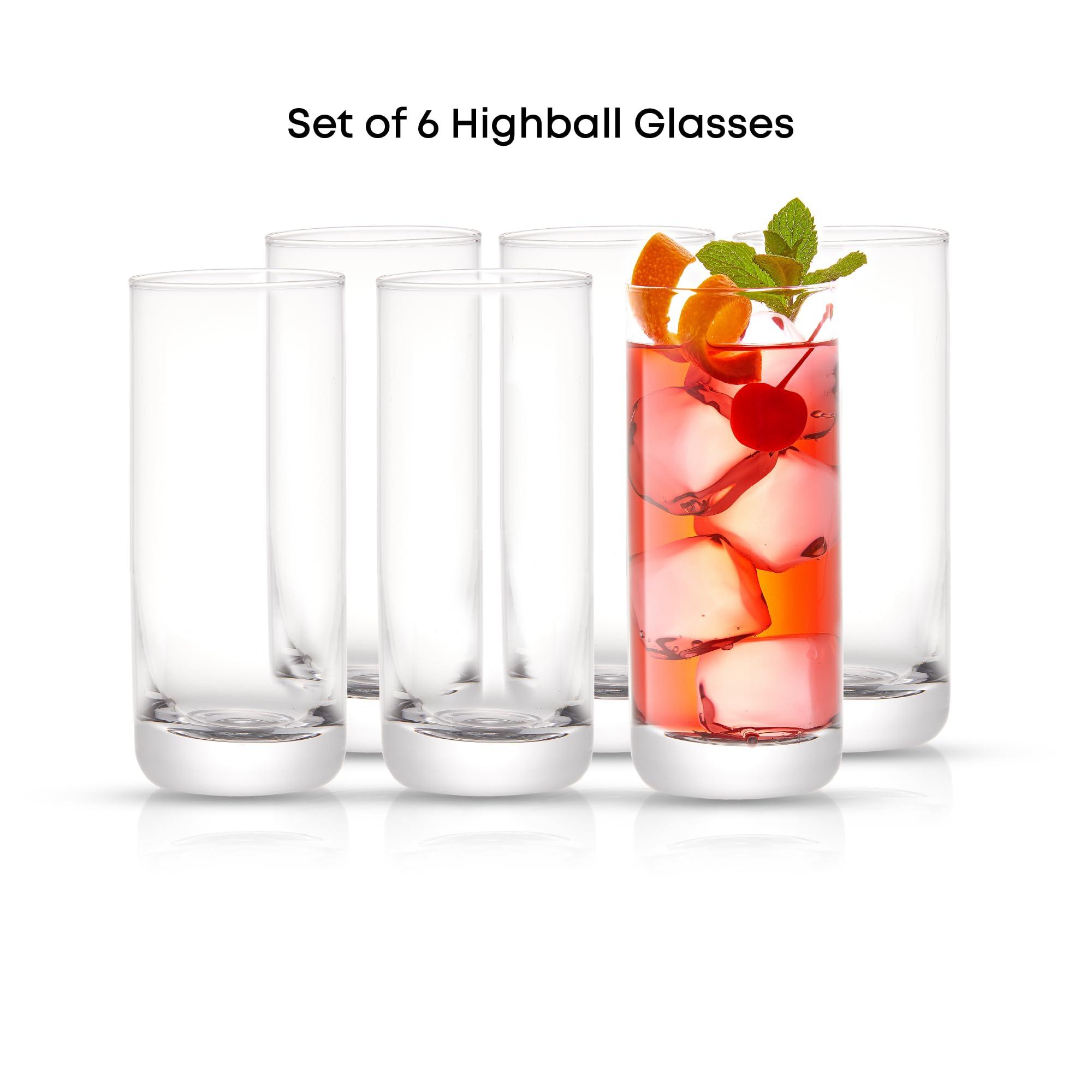 JoyJolt Faye 13oz Highball Glasses, 6pc Tall Glass Sets. Lead-Free Crystal Drinking Glasses. Water Glasses, Mojito Glass Cups, Tom Collins Bar Glassware, and Mixed Drink Cocktail Glass Set - Image 4