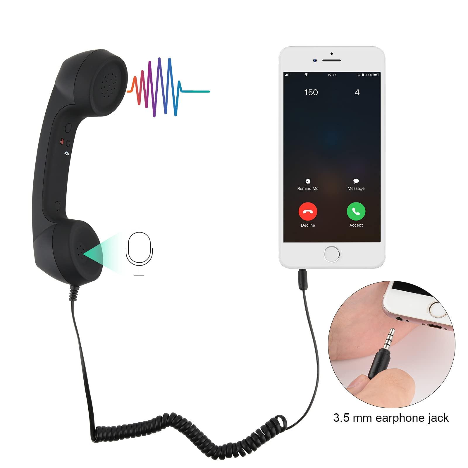 Cosmos Retro Handset Cell Phone Receiver MIC Microphone Speaker for Smartphone Cellphone with 3.5 mm Socket, Black Color with Marble Pattern Carrying Bag - Image 2
