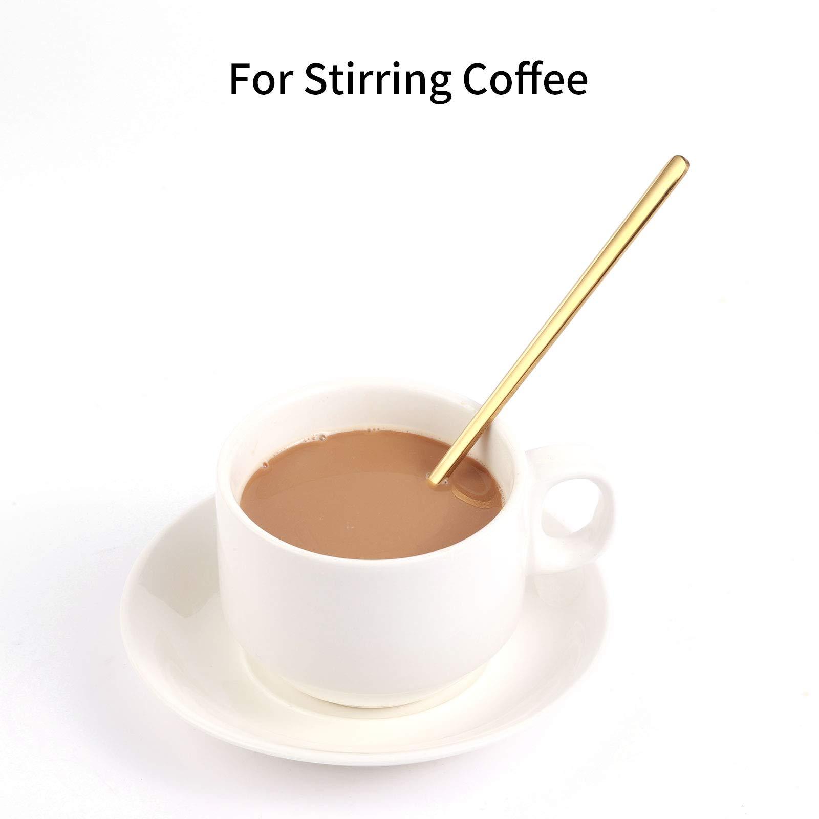 4 PCS 6.7 Inches Coffee/ Tea Spoons Long Handle, Gold, Ice Tea, Espresso Stainless Steel Long Spoons for Stirring - Image 4