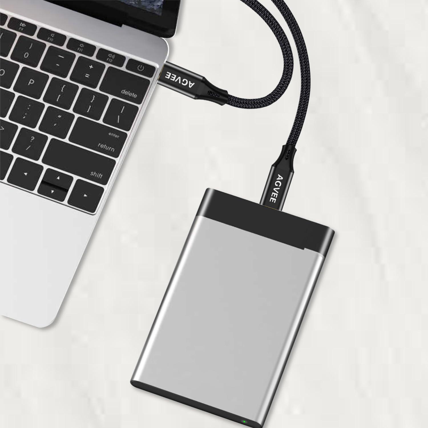 AGVEE 1ft USB-C to Mini USB Cable, Gold Plated End Tips, Braided Durable Mini-B 5-Pin to Type-C Data Charging Charger OTG Cord for Hero 3+, Canon Nikon Camera, GPS, Blue Yeti, Black - Image 6