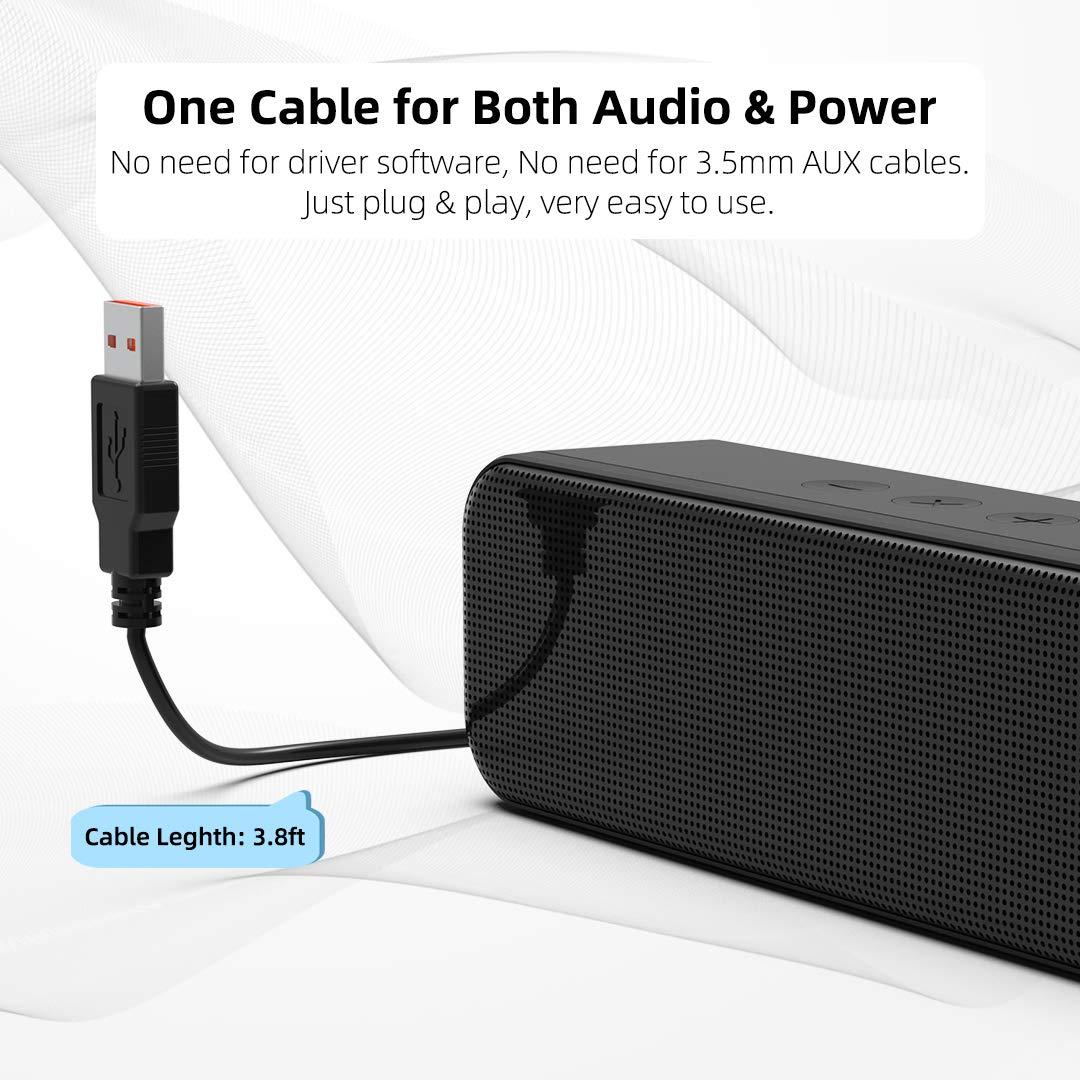 LIELONGREN [Newer] USB Computer Speaker for Desktop, Laptop Speaker, PC Speaker, Small Computer Soundbar with Hi-Quality Sound, Loud Control Volume, Rich Bass - Image 4