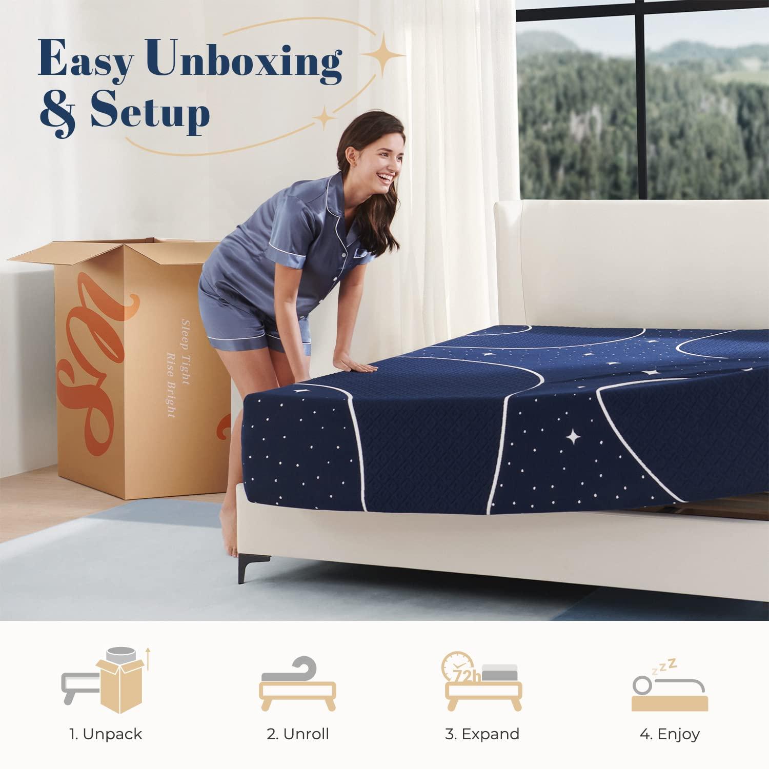 Sweetnight King Mattress, 12 Inch Hybrid King Size Mattress in a Box, Gel Memory Foam and Individual Pocket Spring for Motion Isolation, Starry Night,Blue - Image 6