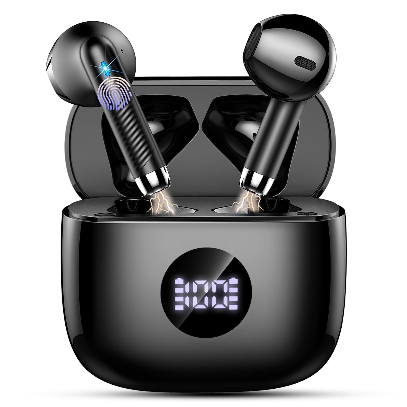 Wireless Earbuds, Bluetooth Headphones 5.4 HiFi Stereo, in Ear Earphones with 4 ENC Noise Cancelling Mics, 40H Playtime Ear Buds with Mini Case, IP7 Waterproof Headset with LED Display, USB C Charging