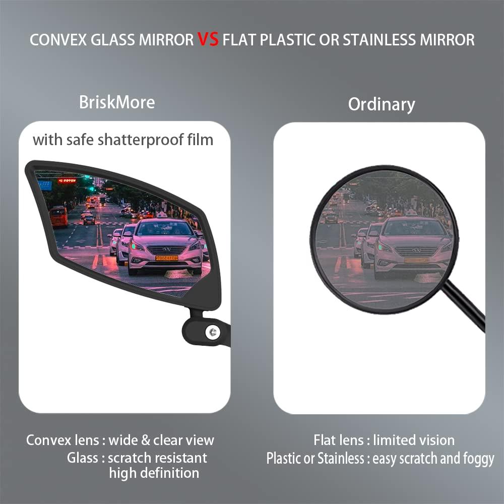 BriskMore Handlebar Bike Mirror, Scratch Resistant Glass Lens, Ajustable and Rotatable Safe Rearview Bicycle Mirror - Image 4