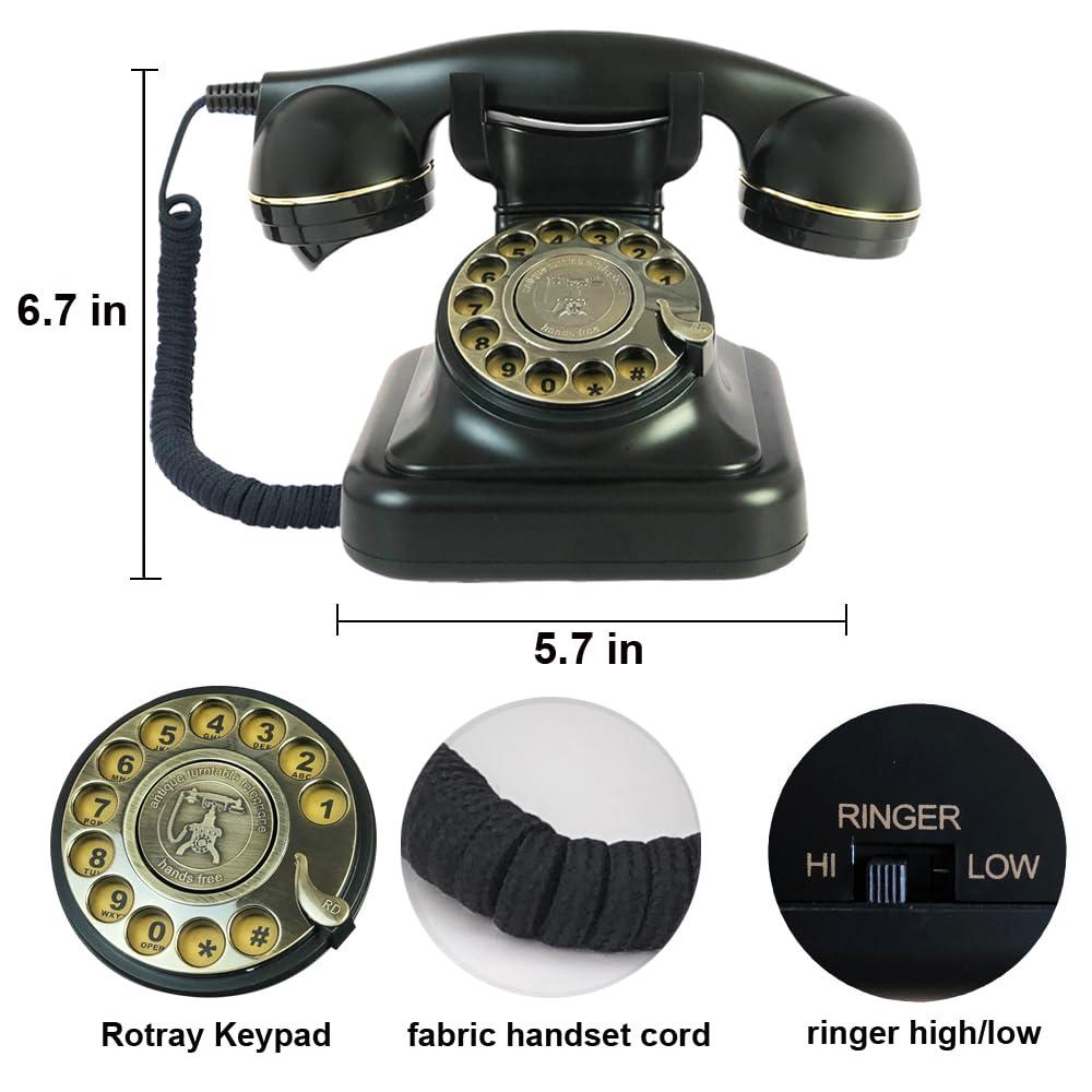 Retro Telephone, TelPal Black Corded Telephones of 1930s, Vintage Landline Home Phone, Decorative Old Fashion House Phones, Wired Analog Phone for Home/Office/Hotel/School - Image 4