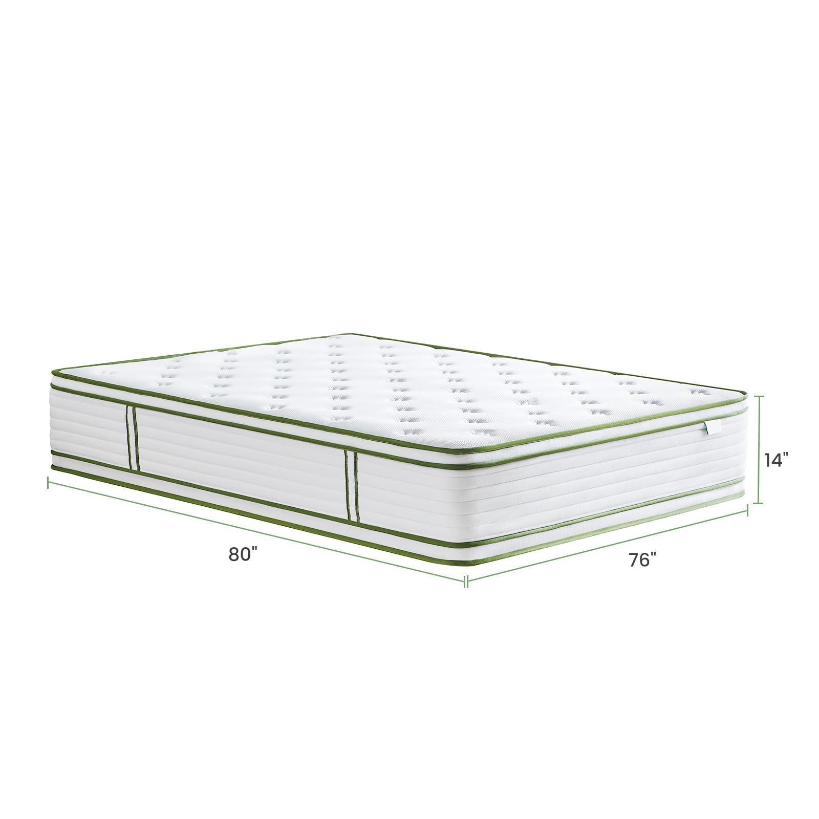 Dourxi King Size Mattress, 14 Inch Hybrid Mattress King in a Box, Gel Memory Foam and Individual Pocket Springs, Cooling Sleep and Pressure Relief, Plush Support Feel, 80 * 76 * 14 Inch - Image 2