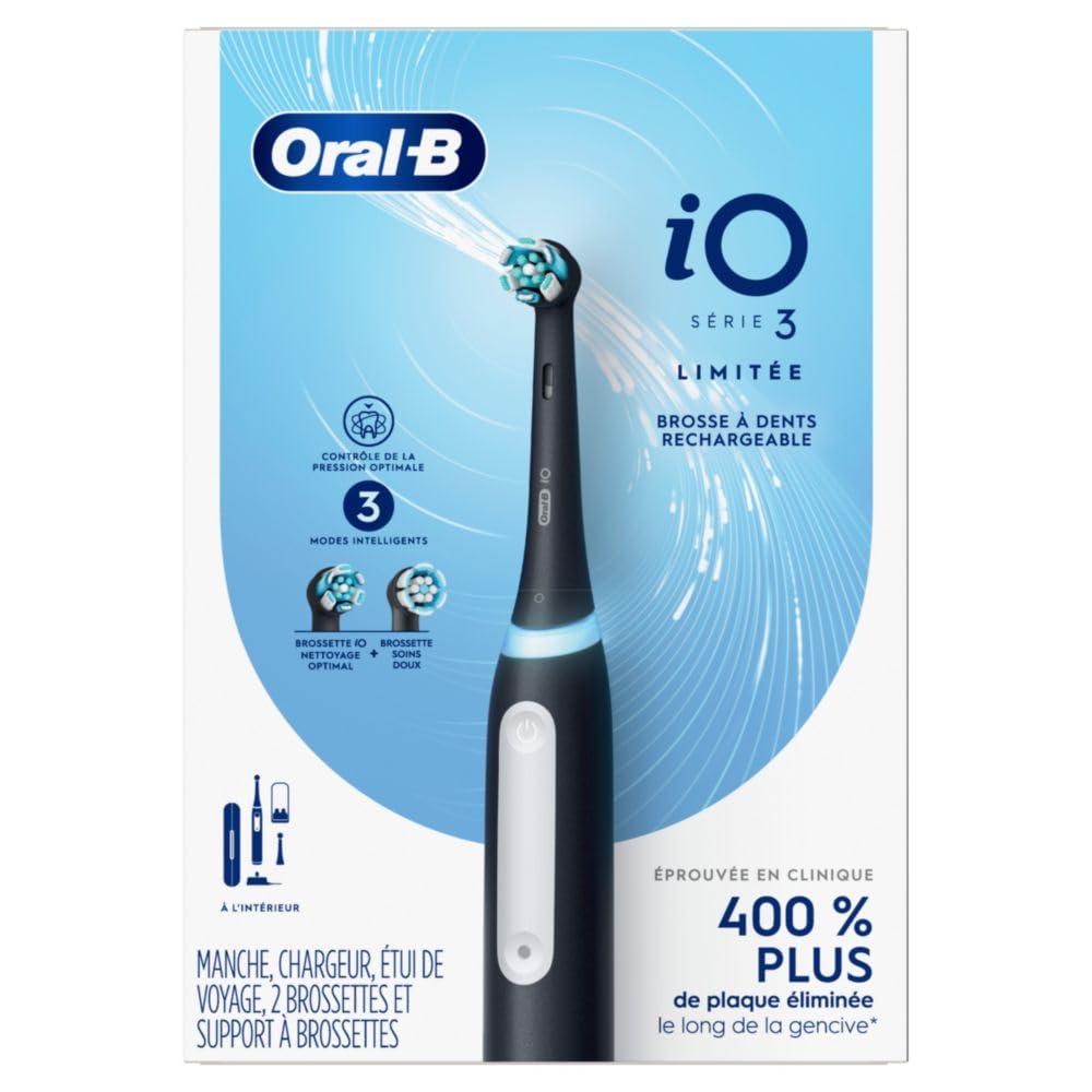 Oral-B iO Deep Clean Rechargeable Electric Powered Toothbrush, Black with iO Series 3 Limited, 2 Brush Heads and Travel Case - Pressure Sensor to Protect Gums - 3 Cleaning Settings - 2 Minute Timer - Image 8