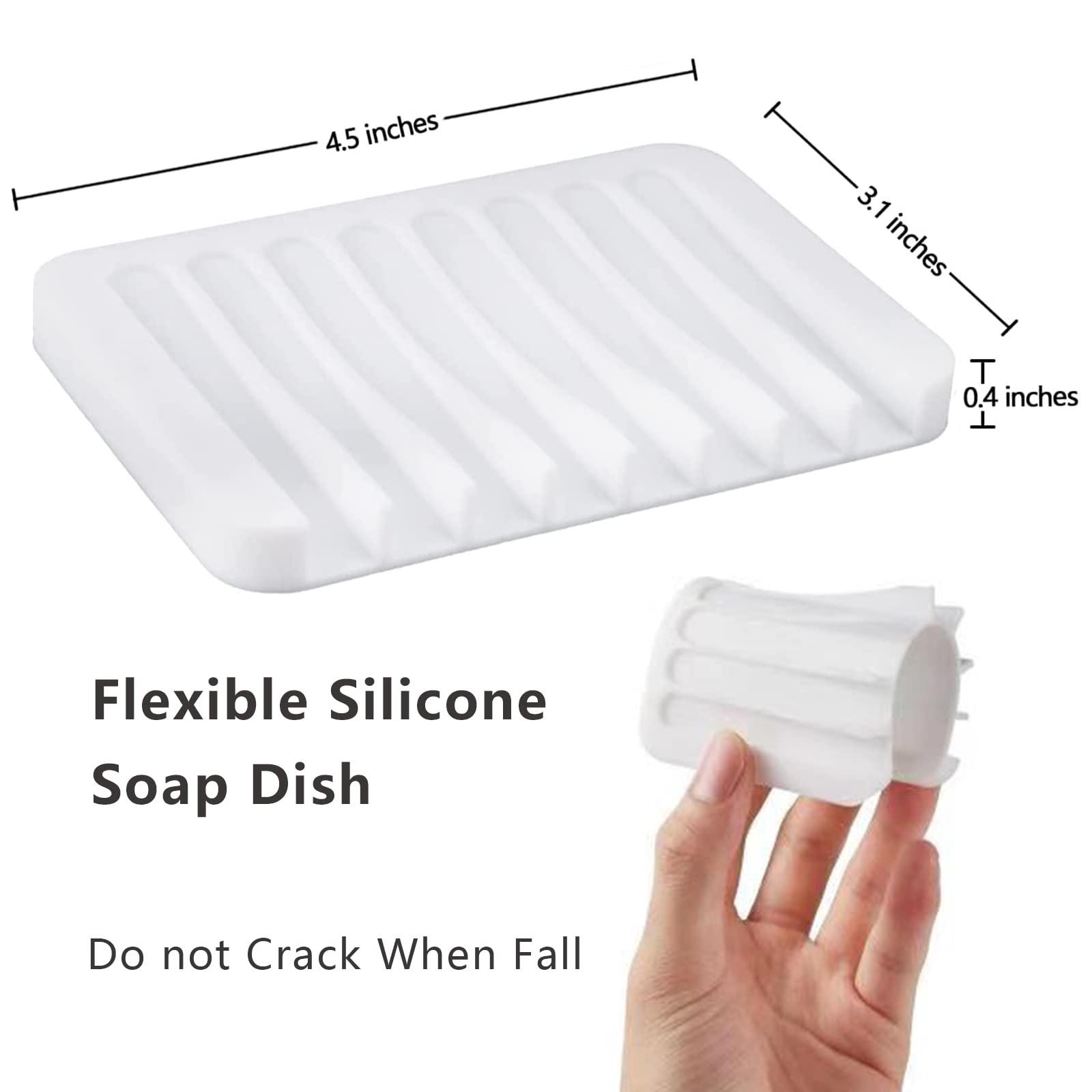 2PCS KAJUDA Self Draining Soap Dishes, Premium Silicone Soap Holder & Saver for Shower, Bathroom, Bath Tub, Razor, Sponges, Bar Soap Dish to Keep Soap Dry, Can Extend Soap Life, Easy Clean (Grey) - Image 3