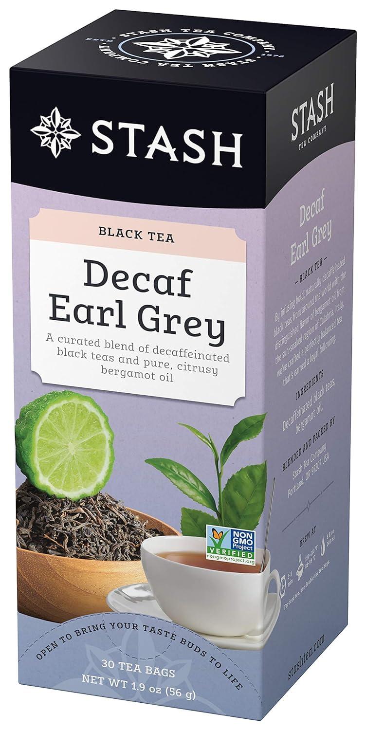 Stash Tea Decaf Earl Grey Black Tea, 1 Boxes of 30 Tea Bags Each (30 Tea Bags Total) with eRaiyan Sticker