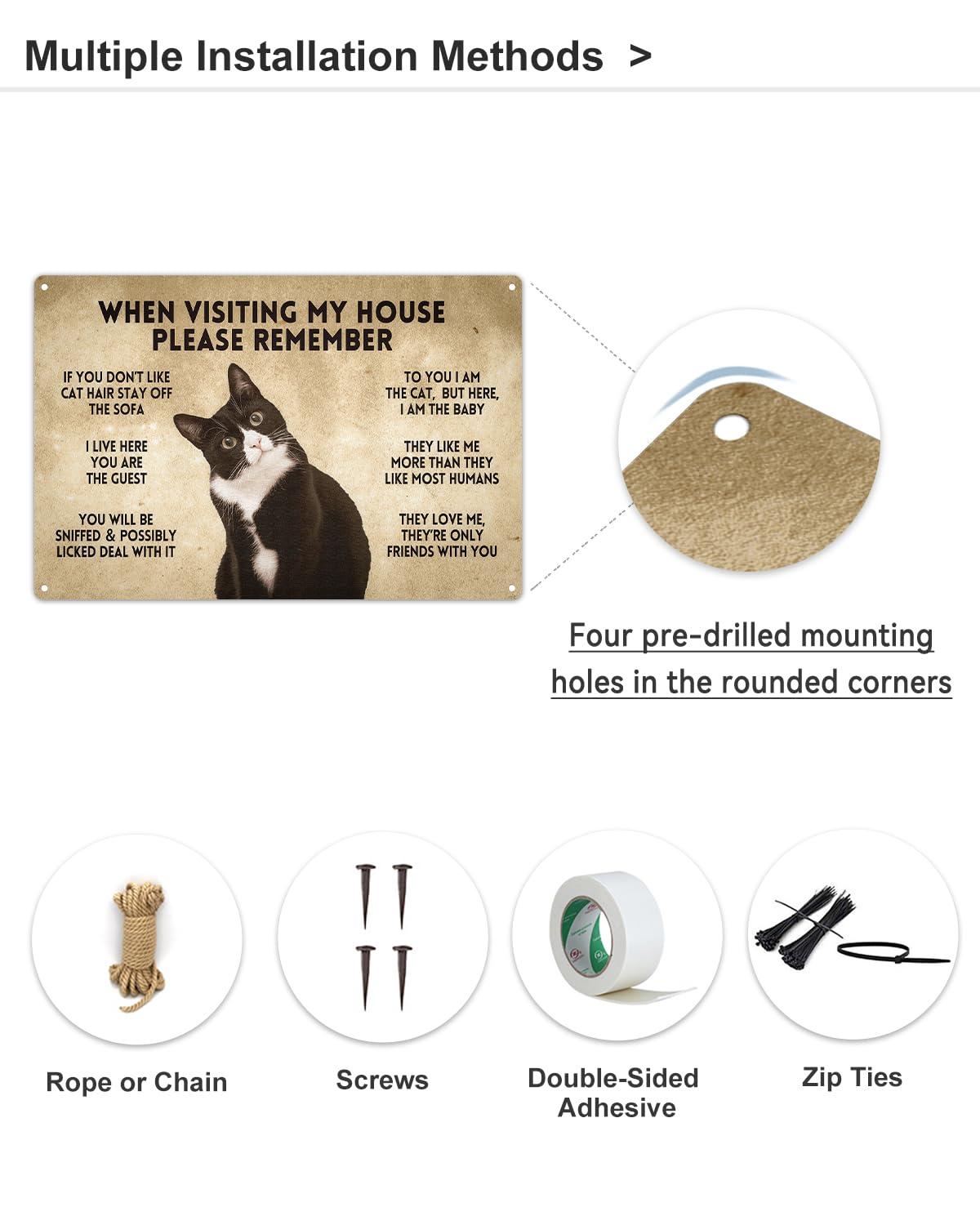 ALKB Funny Tuxedo Cat-Themed Sign 8x12 Inch - Visitor’s Guide to Interacting with Cats - Gift for Cat Lovers’ Home Decor - Image 7