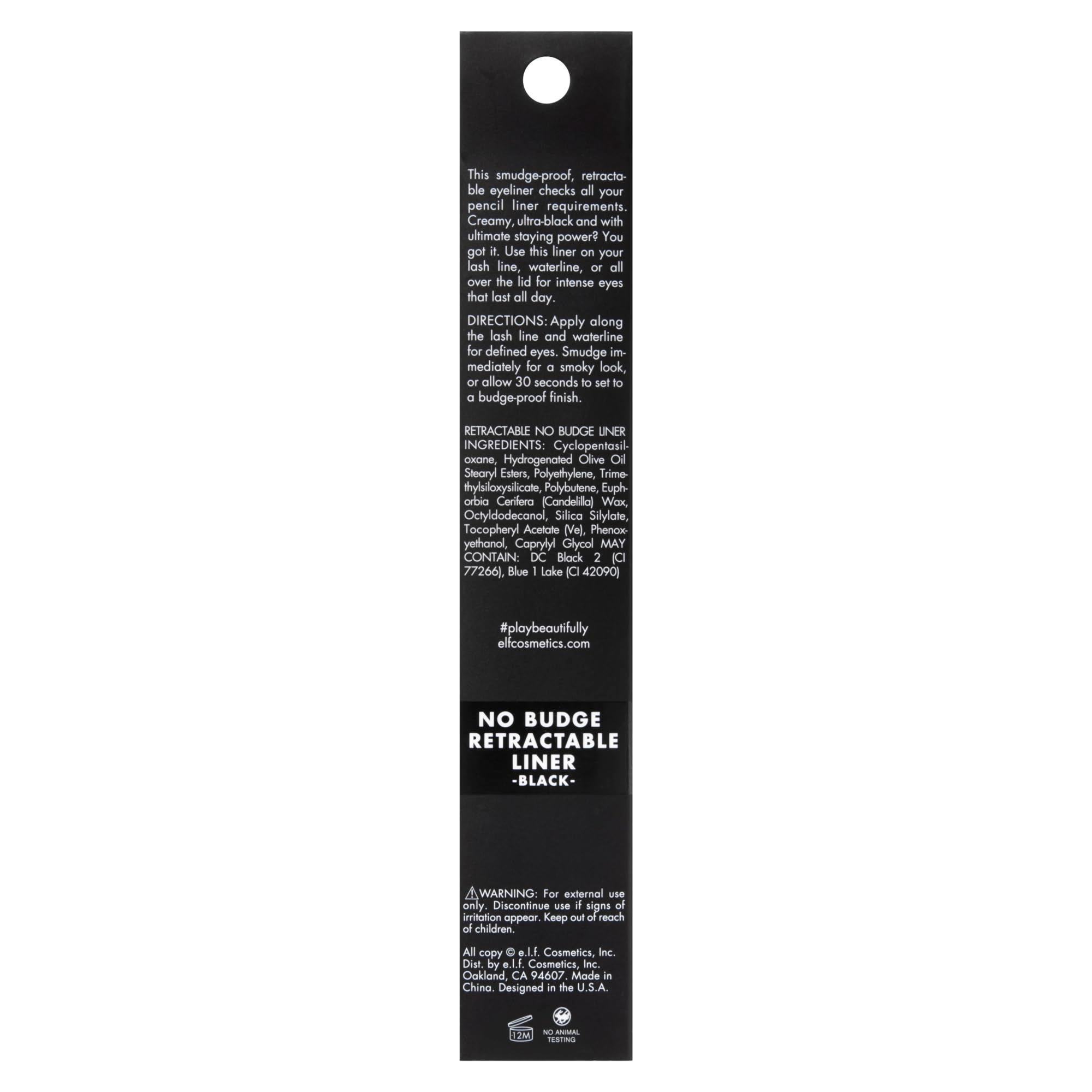 e.l.f. No Budge Retractable Eyeliner, Creamy, Ultra-Pigmented & Waterproof, Creates Bold & Defined Lines, Vegan & Cruelty-Free, Black - Image 8