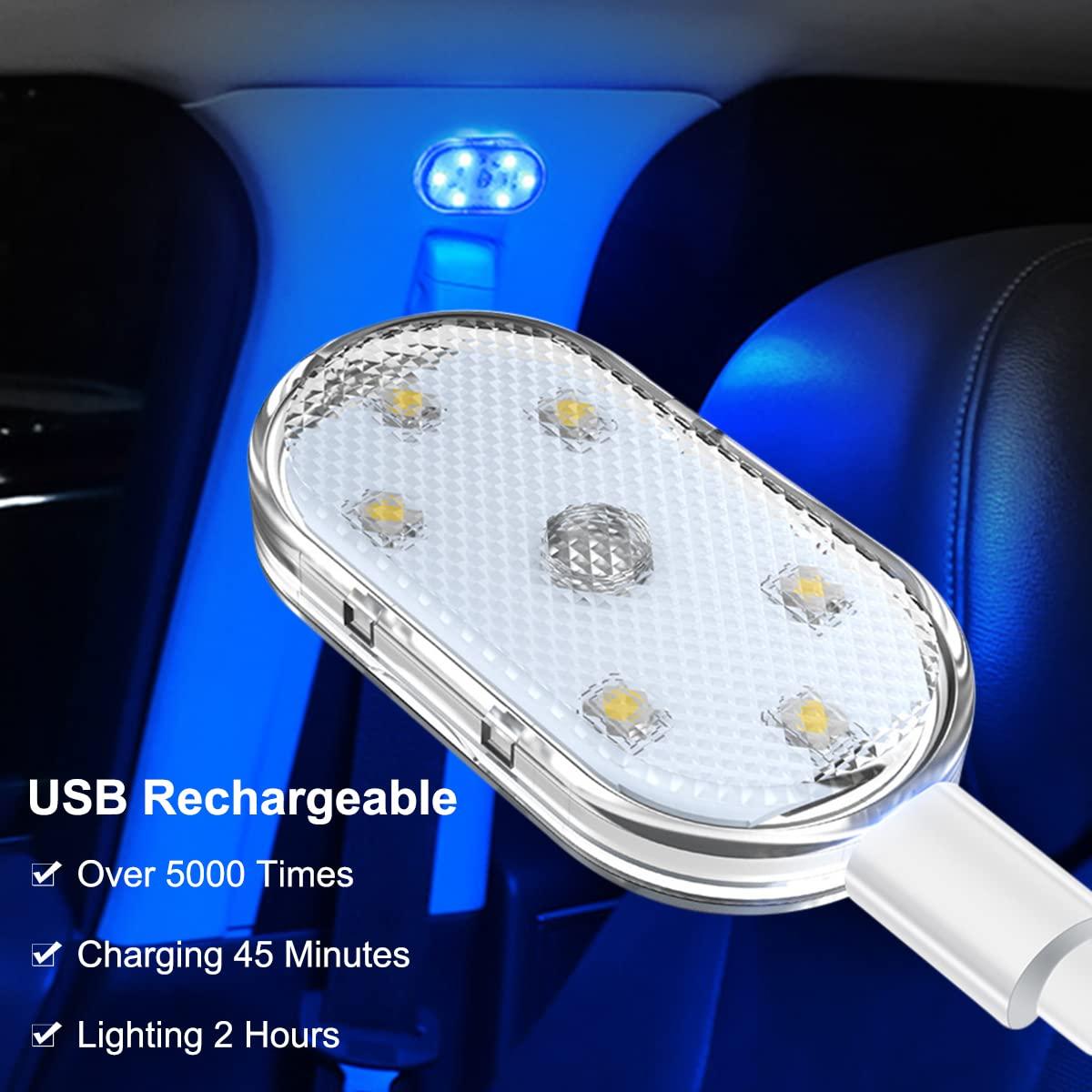 4Pcs Car LED Lights Interior Wireless, 7 Colors Interior Car Lights with 6 Bright LED Lamp Beads, Portable USB Rechargeable Car Interior Led Night Light for Car Decor - Image 6