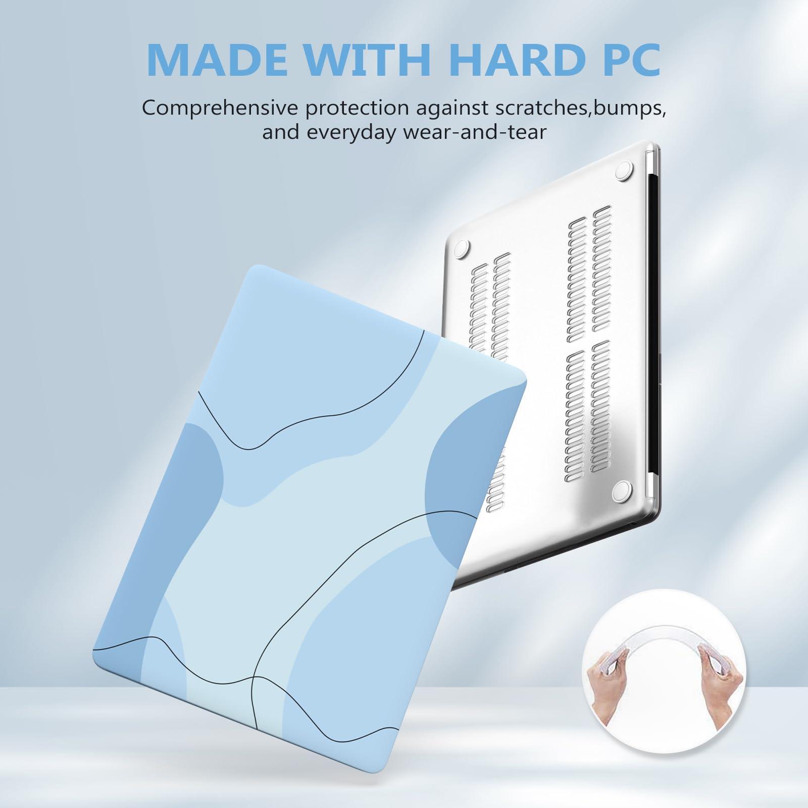 iCasso Compatible with MacBook Air 13 Inch Case 2020 2019 2018 Release A2337 M1/A1932/A2179 with Retina Display Touch ID, Protective Hard Plastic Shell Case and Keyboard Cover (Art Modern-Blue) - Image 4