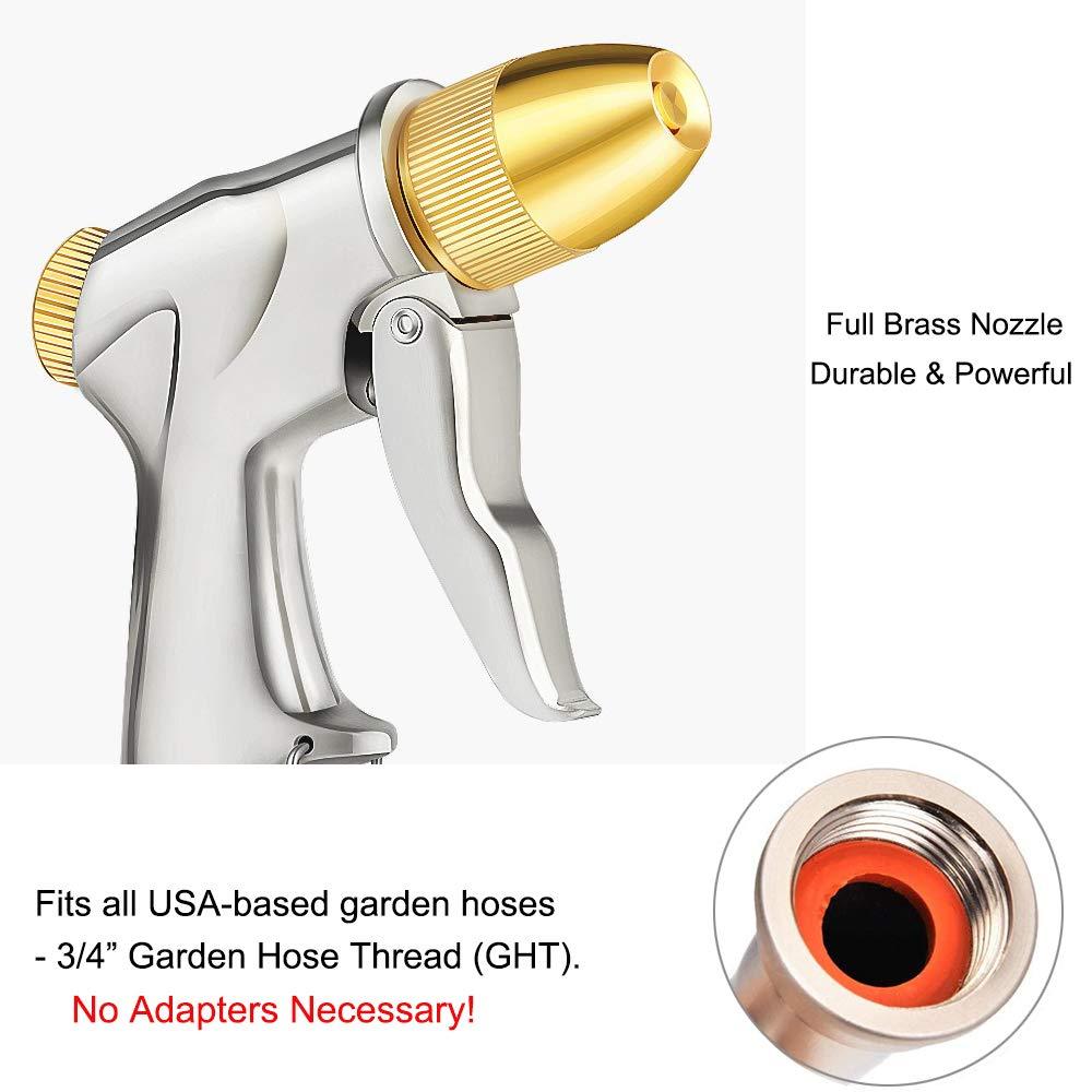 FANHAO Upgraded Garden Hose Nozzle Sprayer, 100% Heavy Duty Metal Handheld Water Nozzle High Pressure in 4 Spraying Modes for Watering Plants and Lawn, Car Washing, Patio and Pet - Image 7