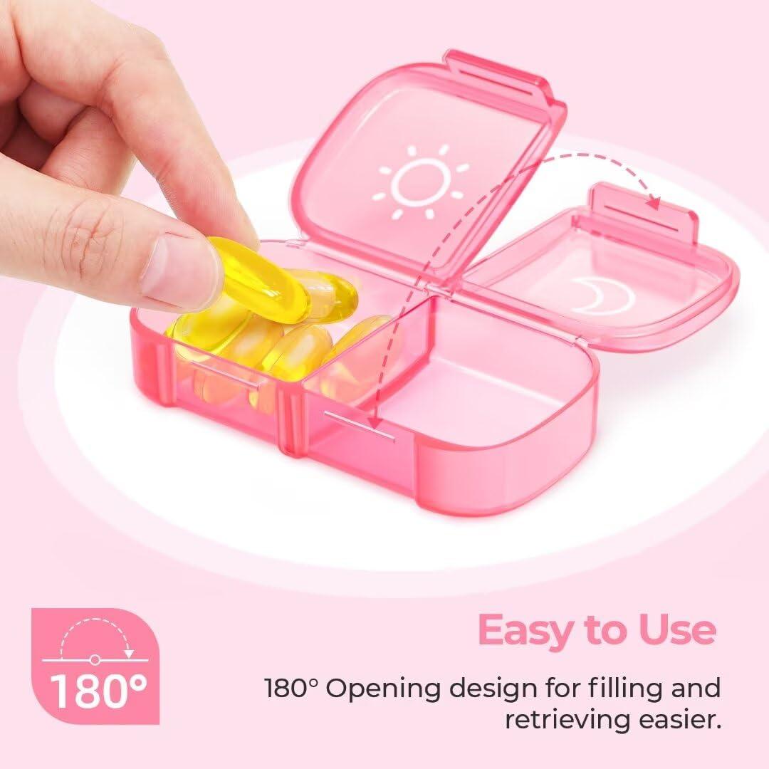 AUVON XL Weekly Pill Organizer 2 Times a Day with One-Side Large Opening Design for Easy Filling, AM PM Pill Box 7 Day, Portable Travel Pill Case for Medication, Vitamins, Fish Oils, Supplements - Image 2