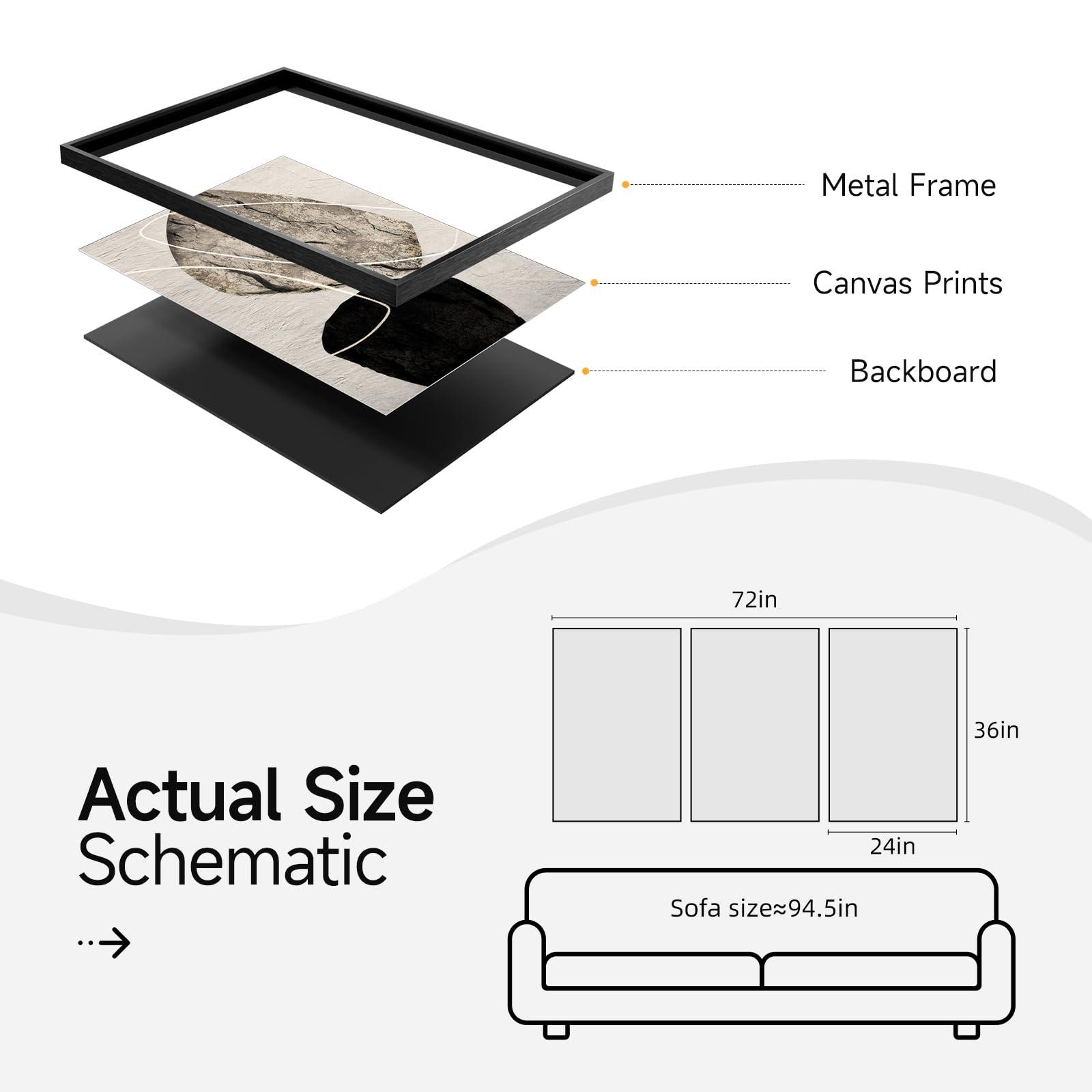 Large Framed Neutral Abstract Wall Art for Living Room, 3 Piece Modern Canvas Prints Paintings Artwork for Walls, Black and Beige Pictures for Living Room Hallway Stair Office Wall Decor 24x36 Inch - Image 7