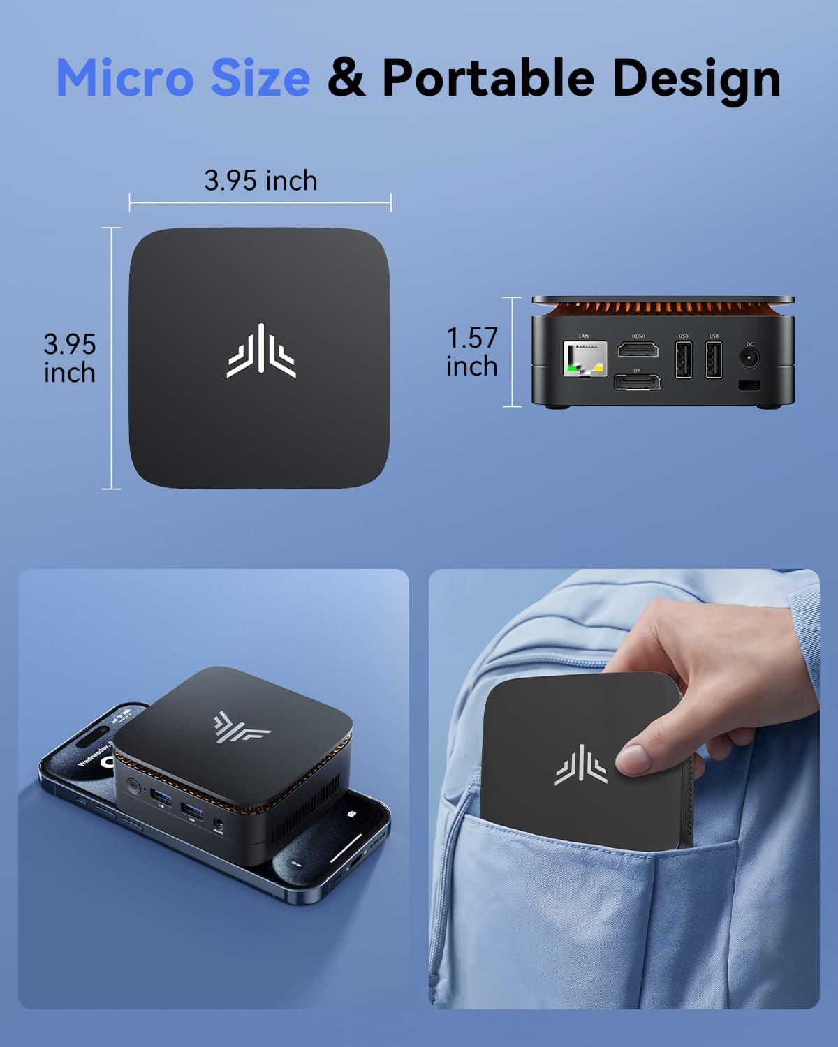 KAMRUI Mini PC, 16GB DDR4 RAM 512GB M.2 SSD, Mini Computer Intel Twin Lake N150 (Upgraded N100, 4 Cores, up to 3.6GHz), Desktop Computer Dual 4K, Ethernet, WiFi, Bluetooth for Business, Office, Home - Image 8