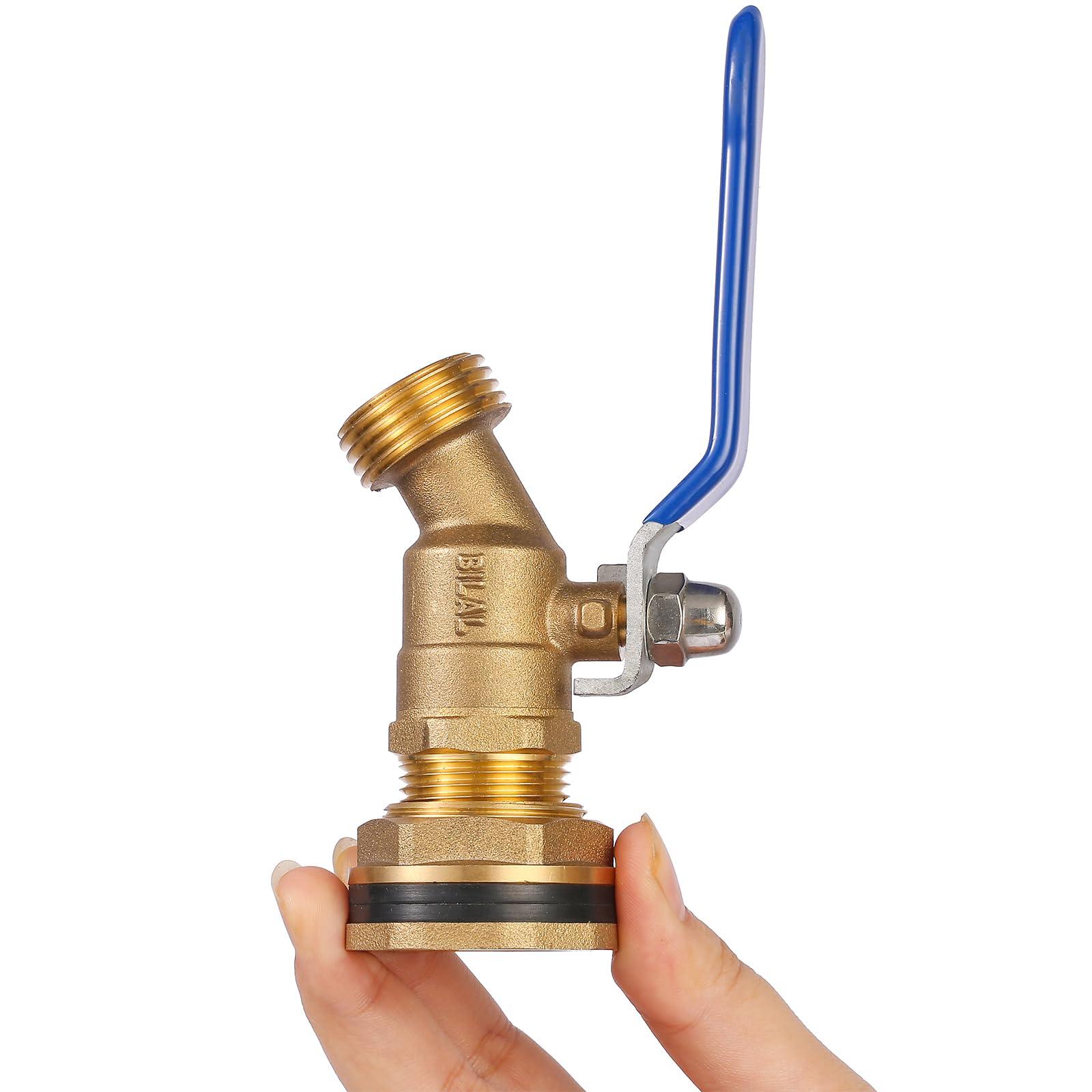 BILAL Brass Rain Barrel Spigot Kit. 55 Gallon Water Tank Faucet, Bulkhead Valve for Outdoor Plastic Bucket rainwater Drum gal Container downspout Collector in Garden, 1 inch O.D. Inlet GHT3/4 Outlet - Image 3
