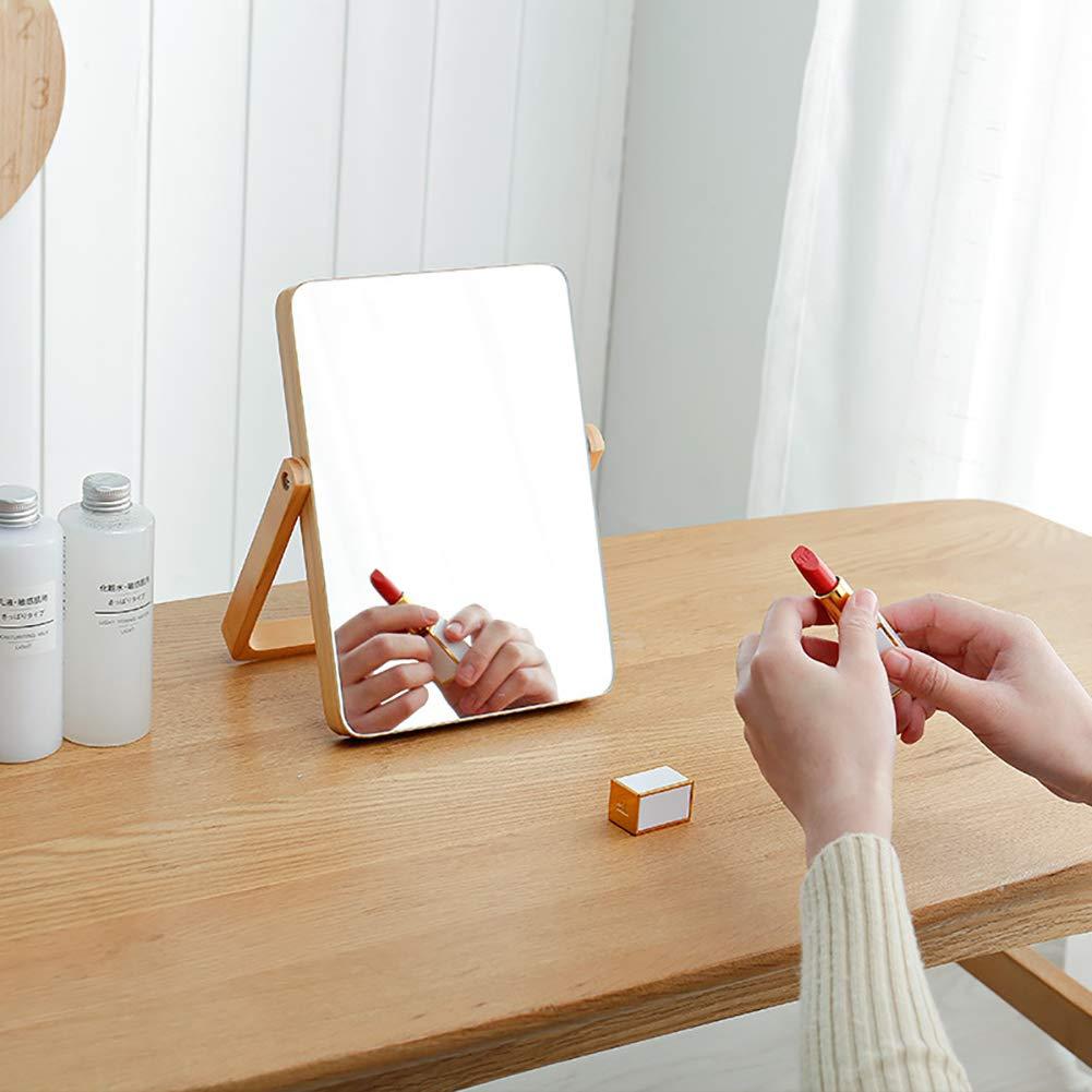 ZOROSY Desk Makeup Mirrors with Wood - Rectangle Wall-Mounted Mirrors Table Mirrors for Living Room Bedroom Birthday Gifts (10.5" L x 7.8" W) - Image 6