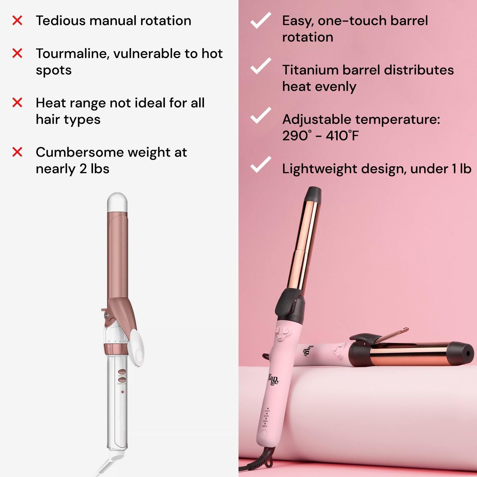 L'ANGE HAIR Le Pirouette 32MM Titanium Rotating Curling Iron | 1.25 Inch Self-Rotating Hair Curler | Adjustable Heat (290°F-410°F) | Mini Clamp | 360° Swivel Cord | Dual Voltage | Travel-Ready | Blush - Image 4