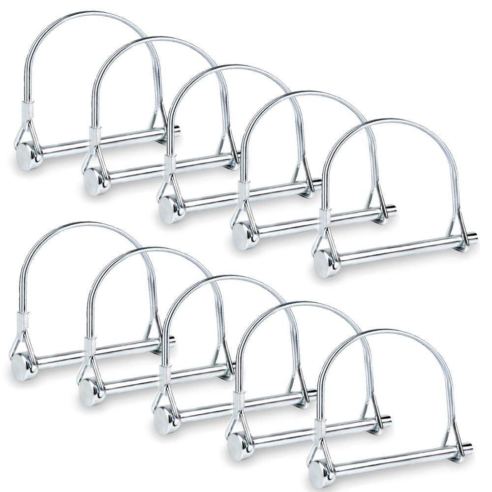 Comonc 10 PCS Safety Coupler Pin Pto Pin Shaft Locking Pin 1/4 pin Hitch pin Round Wire Lock Pin 1/4" x 2-3/4" for PTO,Farm,Lawn,Hitches,and Garden