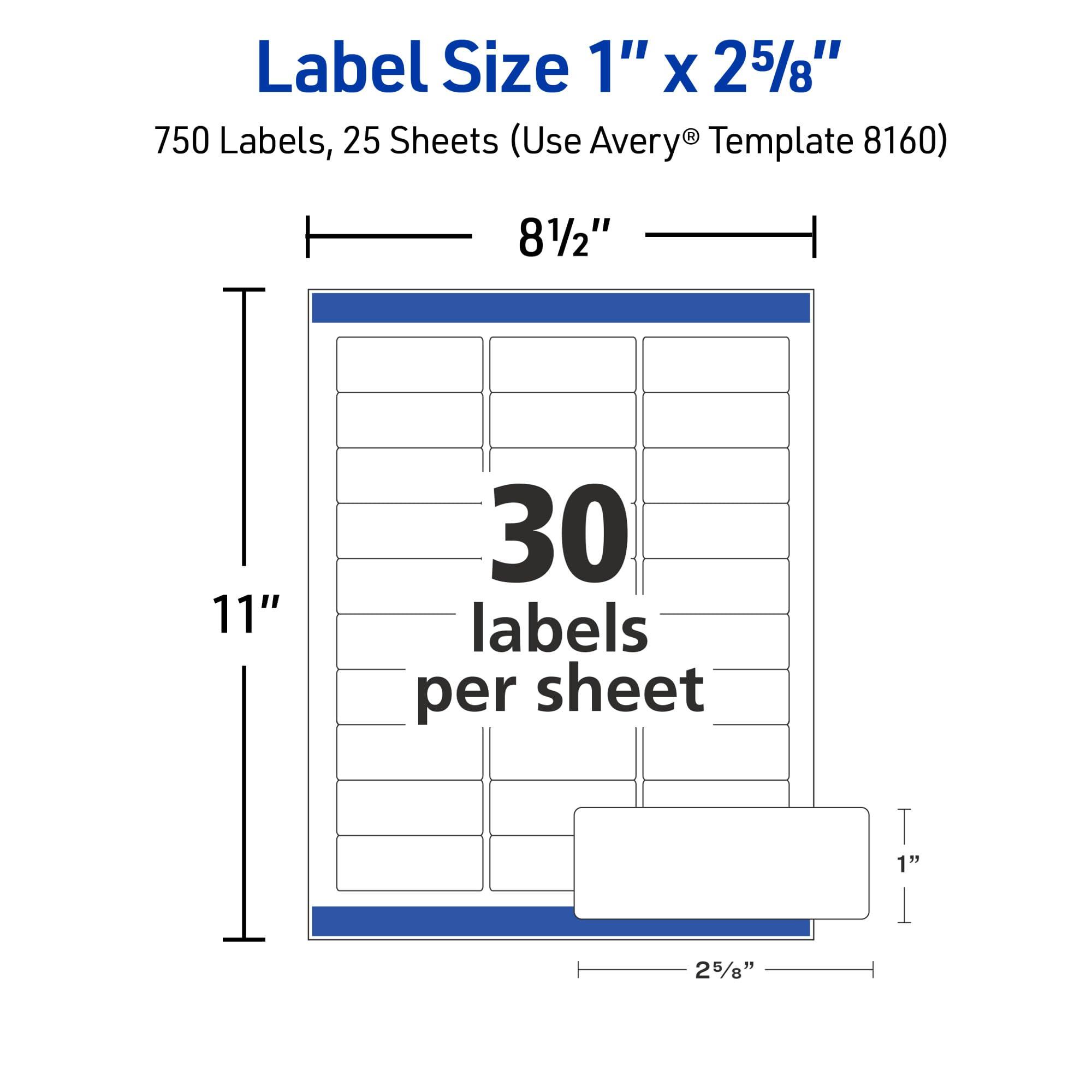 Avery Easy Peel Printable Address Labels with Sure Feed, 1" x 2-5/8" Customizable Stickers, White, 750 Blank Mailing Labels, Great for Mailing, Shipping, and More (8160) - Image 3