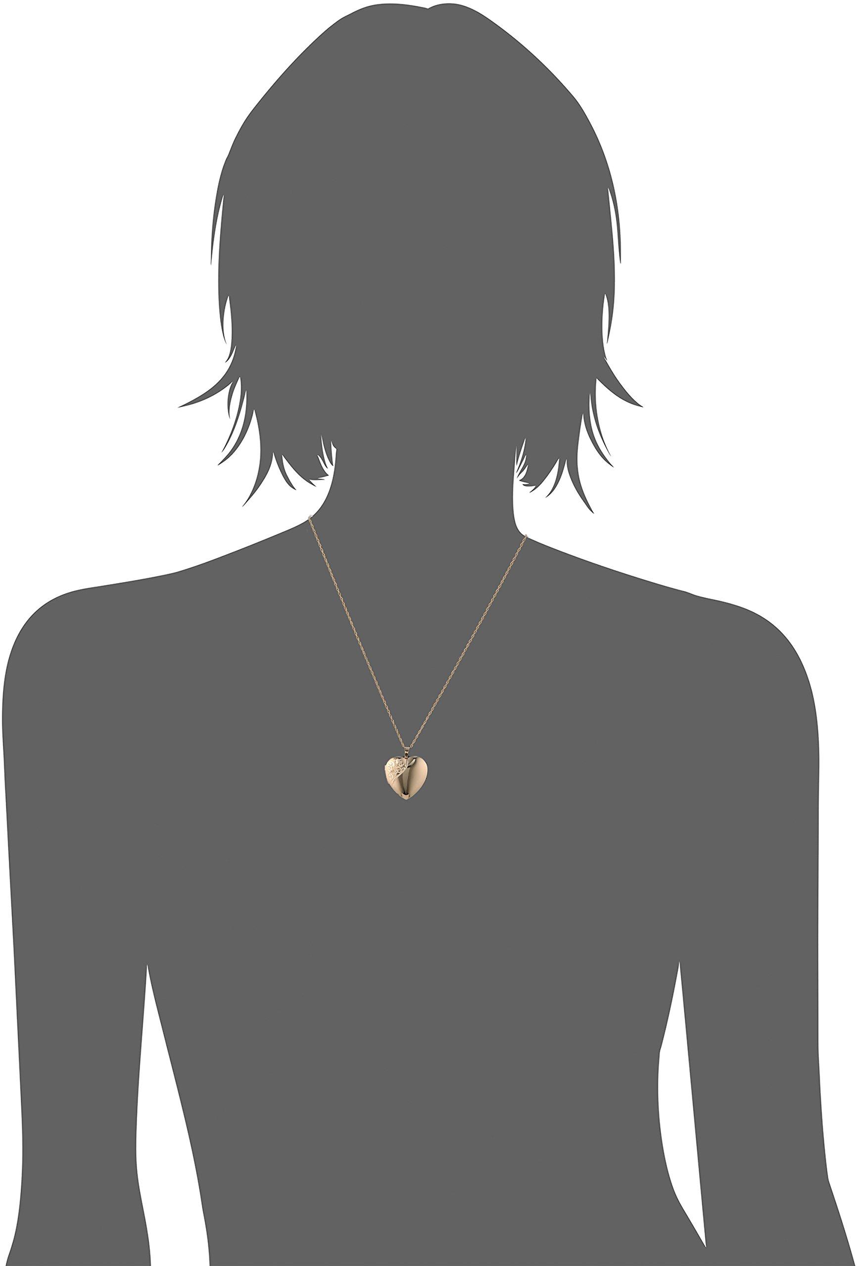 Amazon Essentials 14k Gold-Filled or Silver Large Satin and Polished Finish Hand Engraved Heart Shaped Locket Necklace (previously Amazon Collection) - Image 3