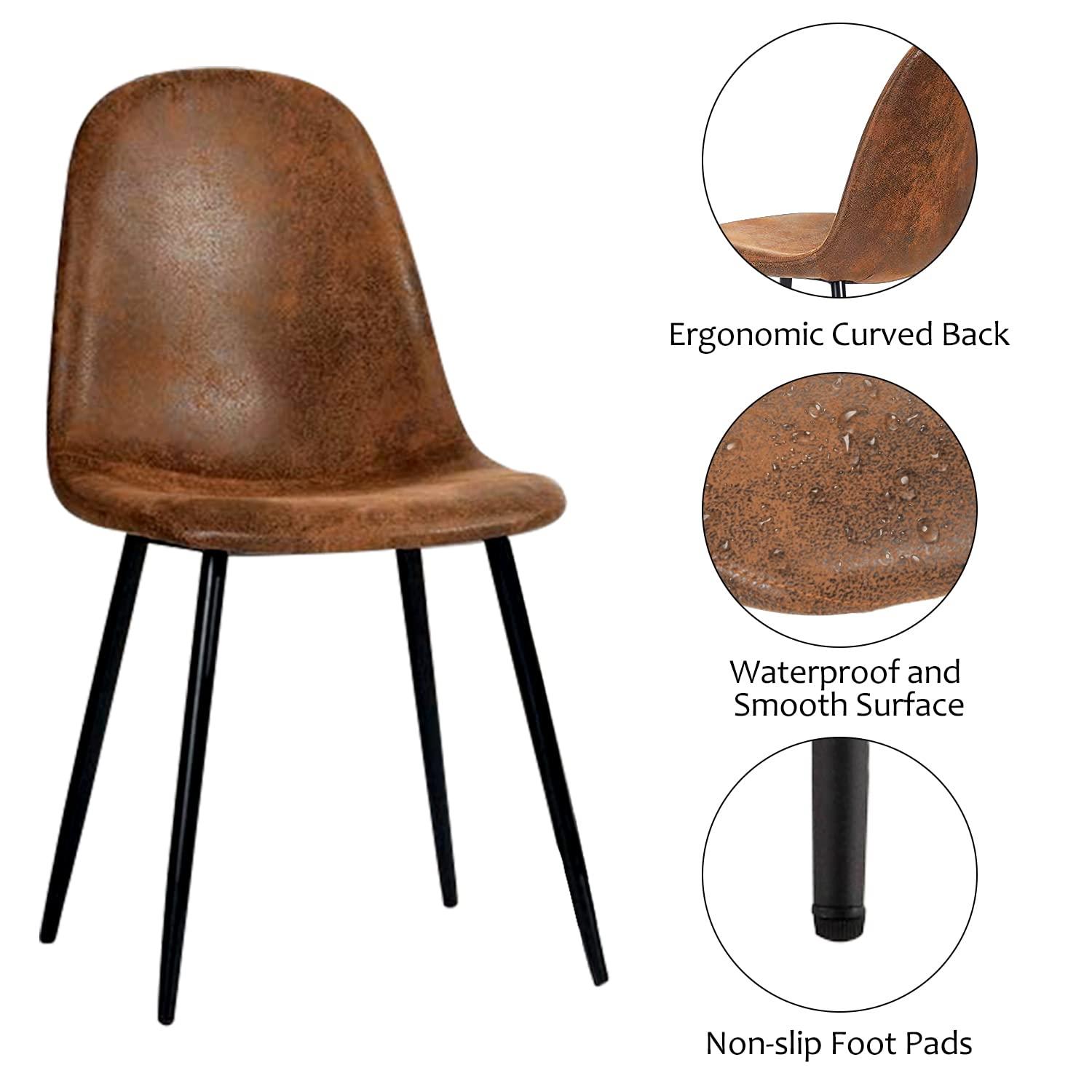 FurnitureR Dining Chairs Set of 4, Fabric Suede Dining Room Side Seating, Kitchen Chairs with Metal Legs for Living Room,Dark Brown - Image 5