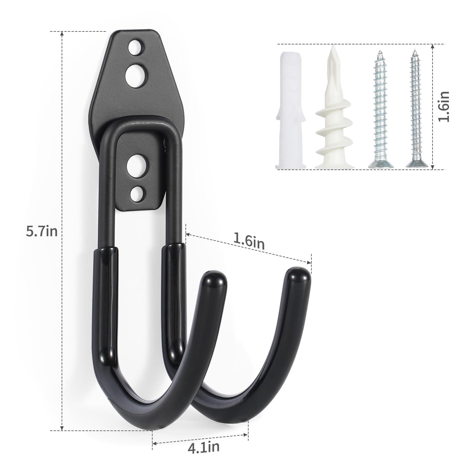 Hose Hanger Wall Mount 2 Pack,Heavy Duty Hose Holder with Screws Metal Hose Hangers for Outside,Hose Rack Suitable for Garage,Garden and Yard,Black - Image 2