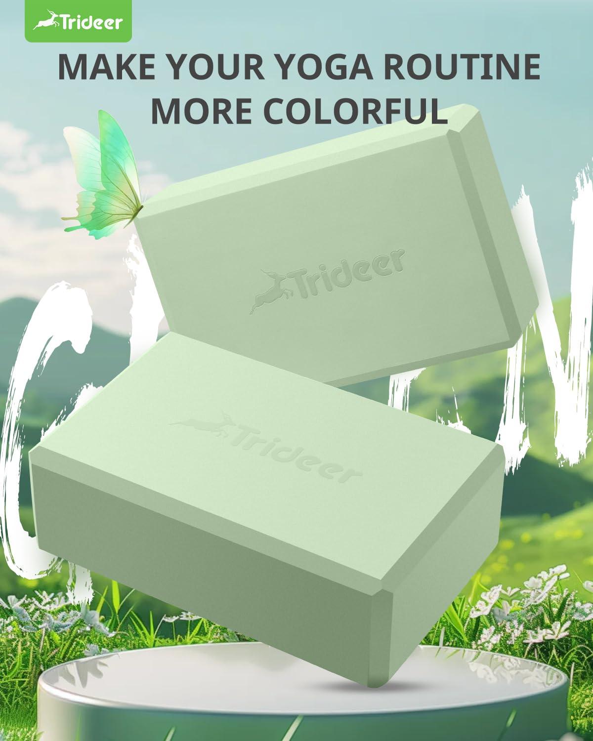 Trideer Yoga Blocks 2 Pack, Soft Non-Slip Surface Premium Foam Blocks, Supportive, Lightweight, Odor Resistant, Yoga Accessories for Pilates Meditation General Fitness Stretching Toning - Image 2