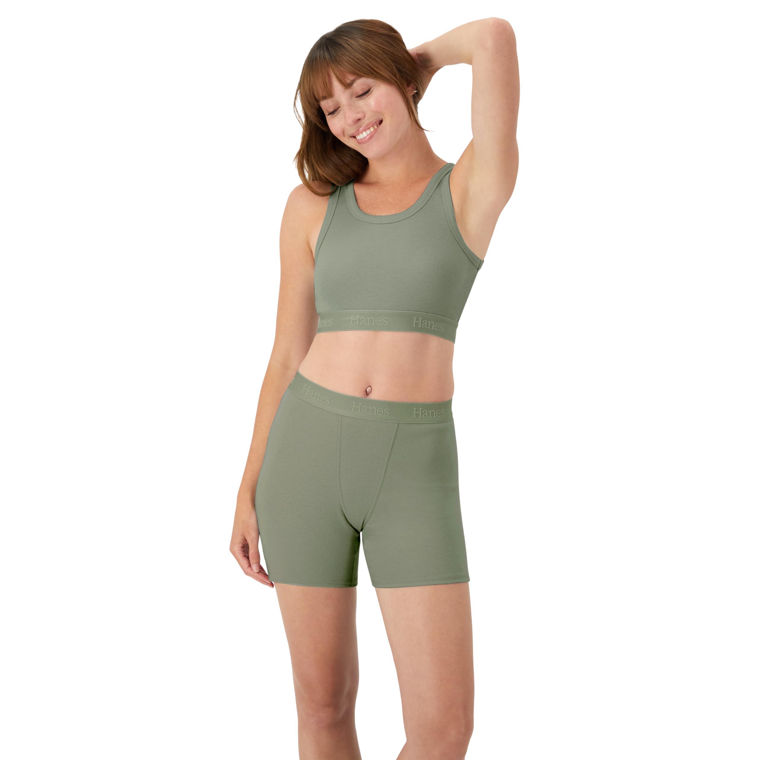 Hanes Women's Originals SuperSoft Comfywear 2 Piece Lounge Crop Top & Boxer Shorts Loungewear Set - Image 2