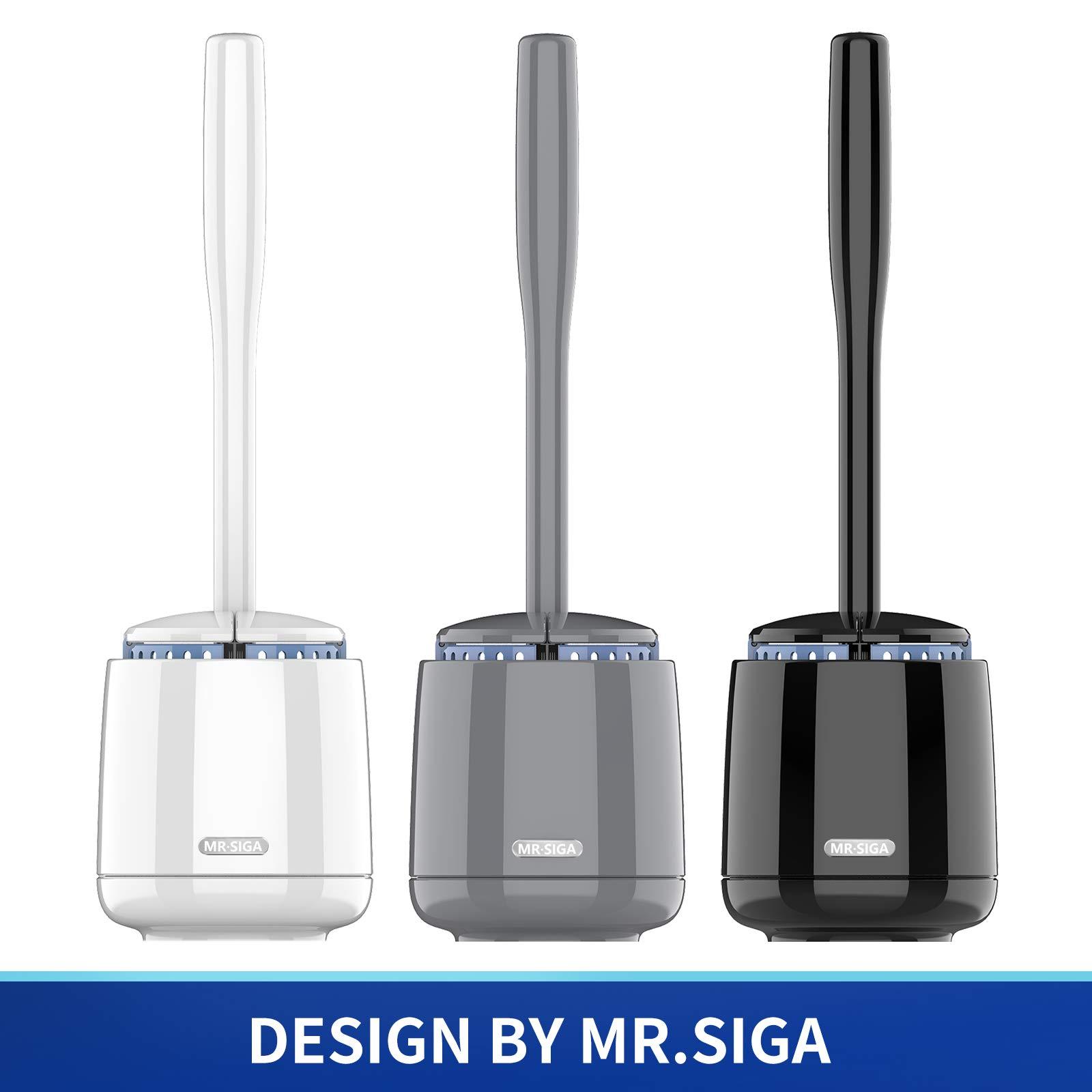 MR.SIGA Toilet Bowl Brush and Holder, Premium Quality, with Solid Handle and Durable Bristles for Bathroom Cleaning, White, 1 Pack - Image 3